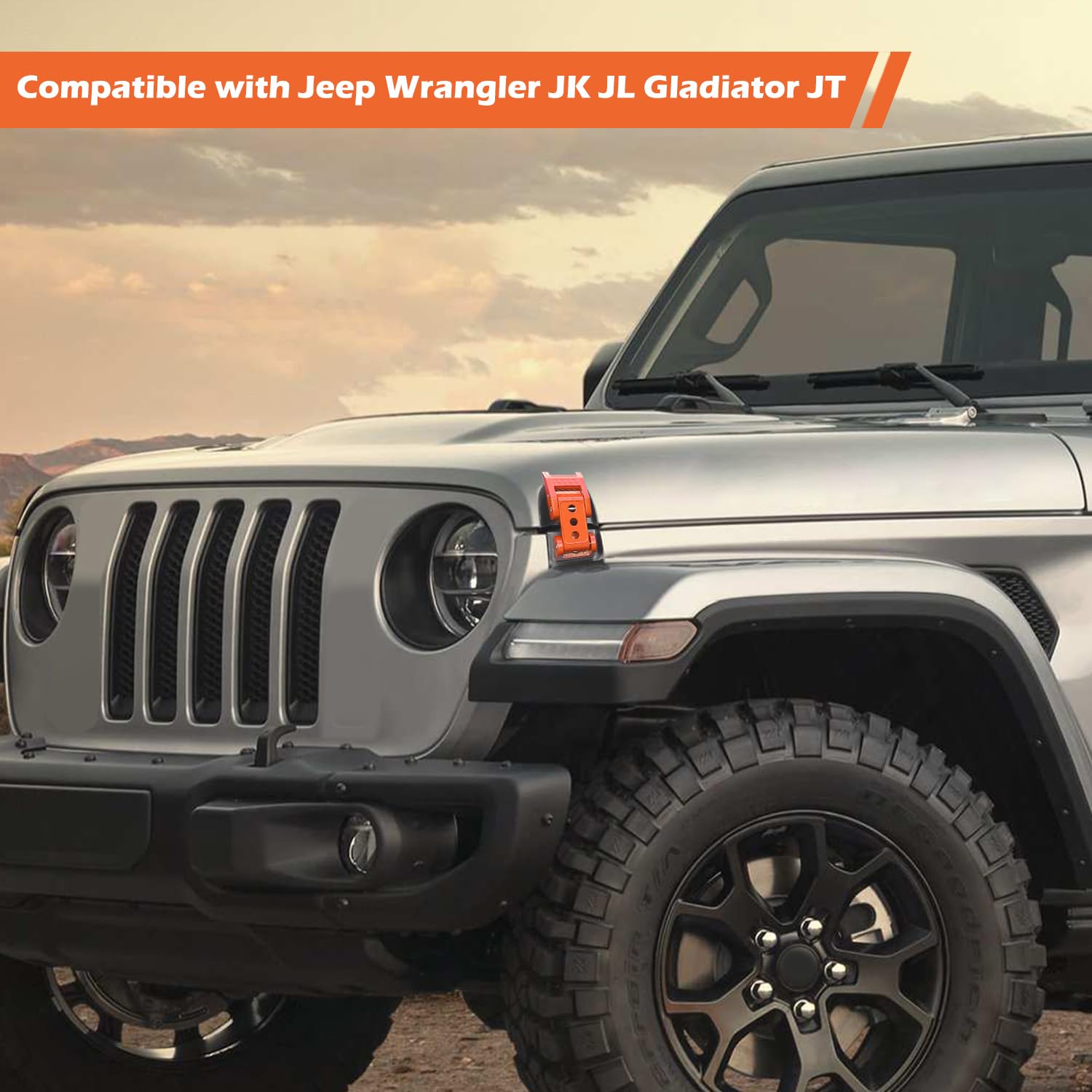 Rt-Tcz For Wrangler Hood Latches Catch Kit Compatible With 2007-2025 Jeep Wrangler Jk Jl Gladiator Jt Orange Exterior Accessorie