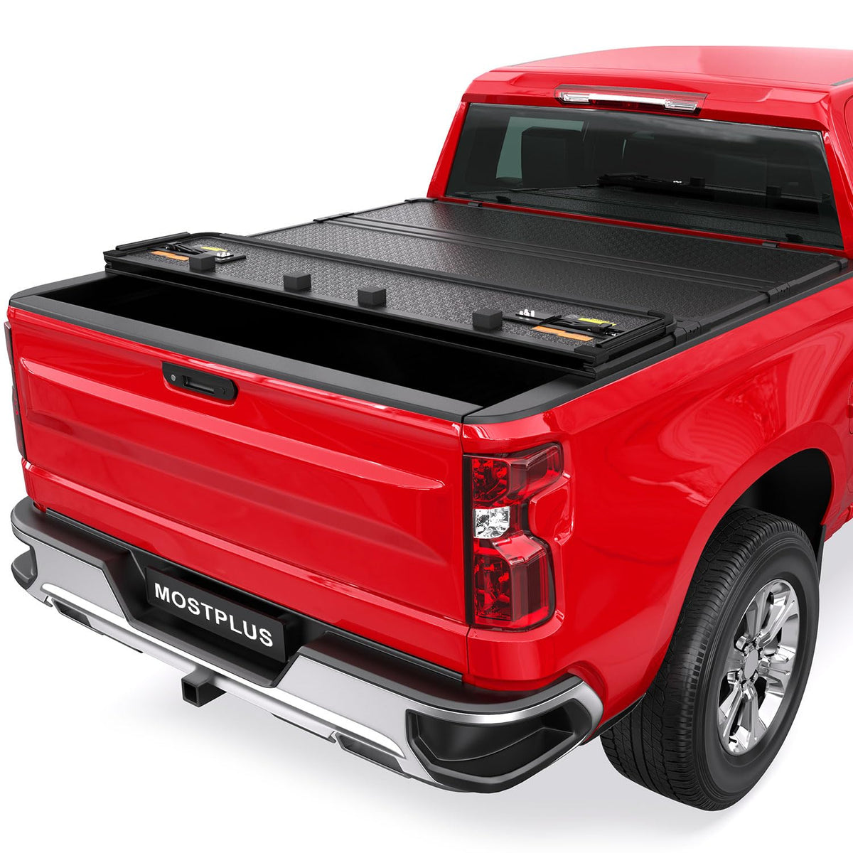 Mostplus Quad 4-Fold Hard Folding Tonneau Cover Truck Bed Compatible With 2007 2008 2009 2010 2011 2012 2013 Chevy Chevrolet Sil
