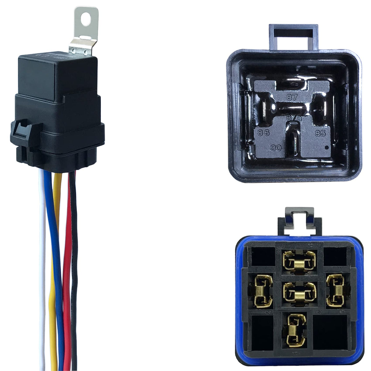 Irhapsody 1 Pack 40/30 Amp 12V Dc Waterproof Relay And Harness - Heavy Duty 12 Awg Tinned Copper Wires, 5-Pin Spdt Automotive Re