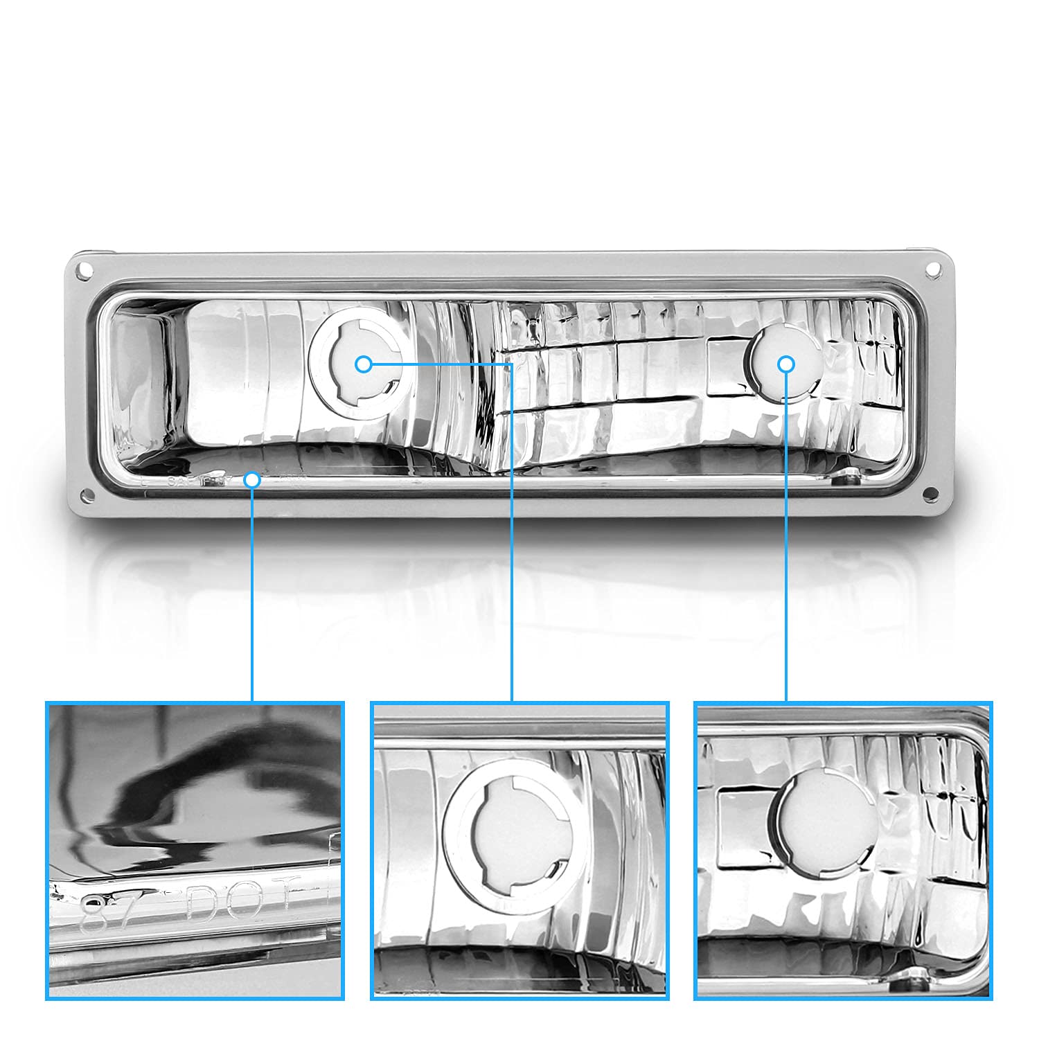 Amerilite For Chevy Gmc C/K Pickup Truck Full-Size Euro Style Crystal Replacement Bumper Pack/Signal Lights Assembly Pair - Pass