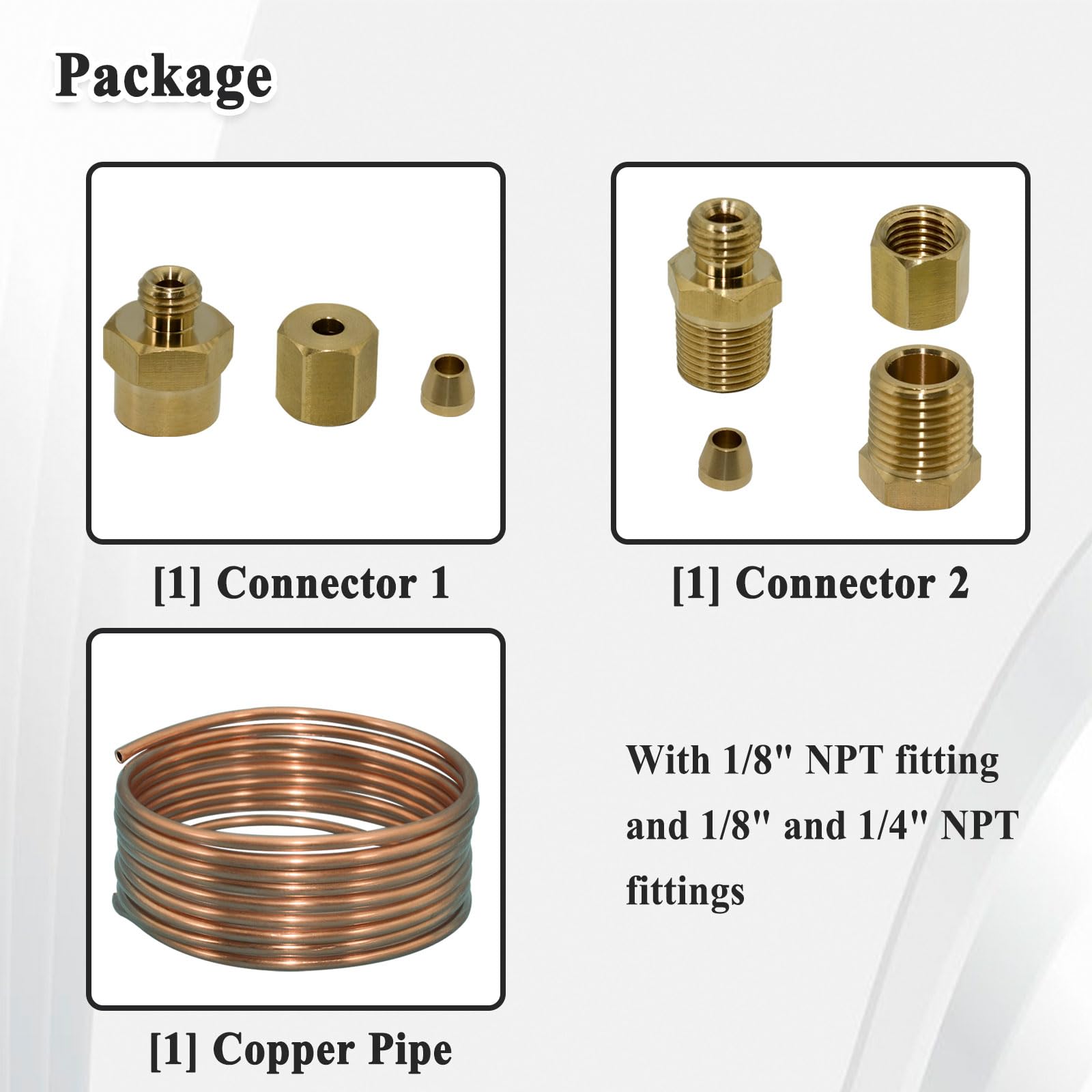 Ebrmeiwo 72'' Oil Pressure Gauge Tubing Kit, Set Of Copper Tube And Threaded Parts, Universal Fit