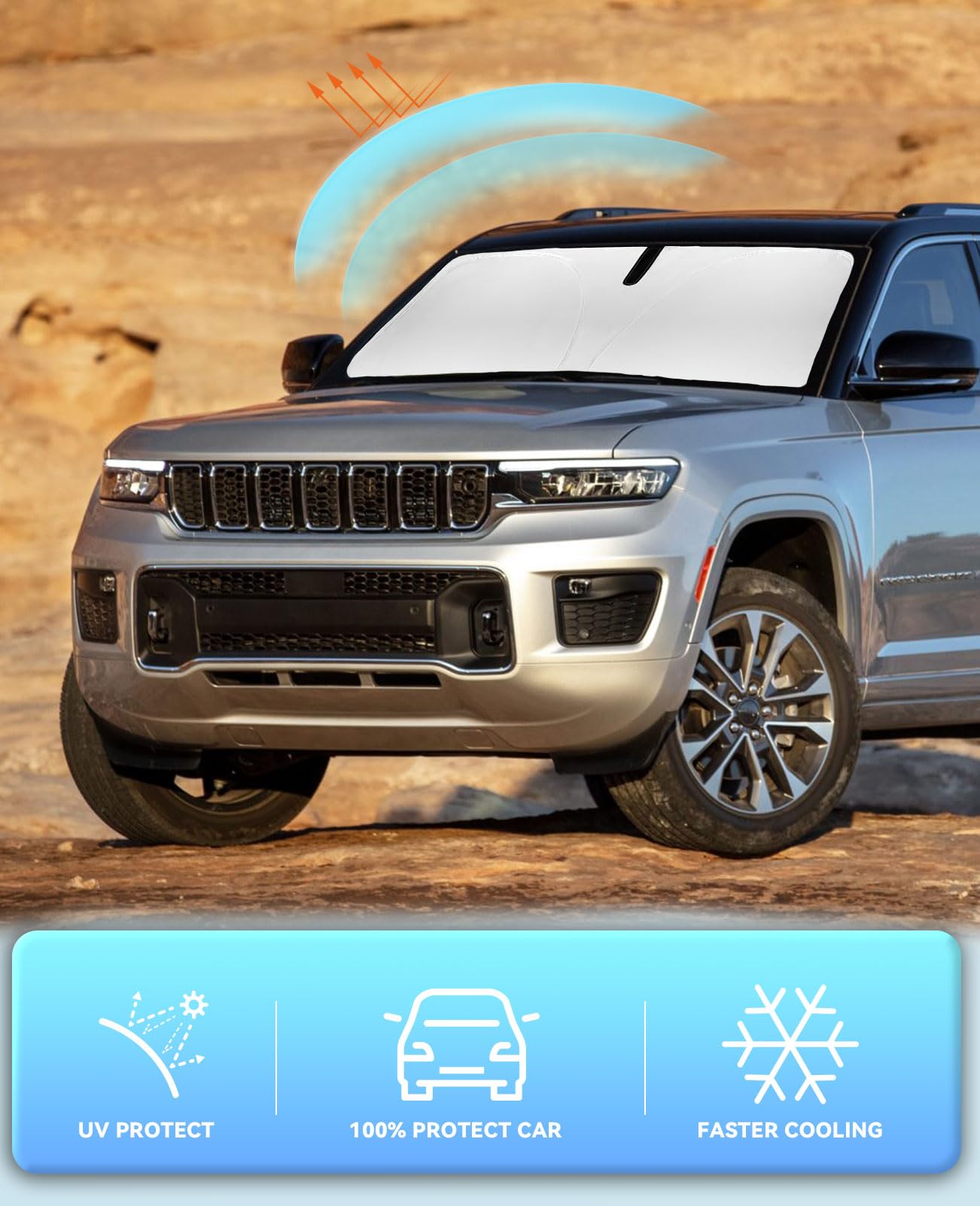 Sunshade For Cherokee Windshield Sun Shade For Jeep Cherokee 2014-2024 2025 (Not For Jeep Grand Cherokee) Accessories Front Wind