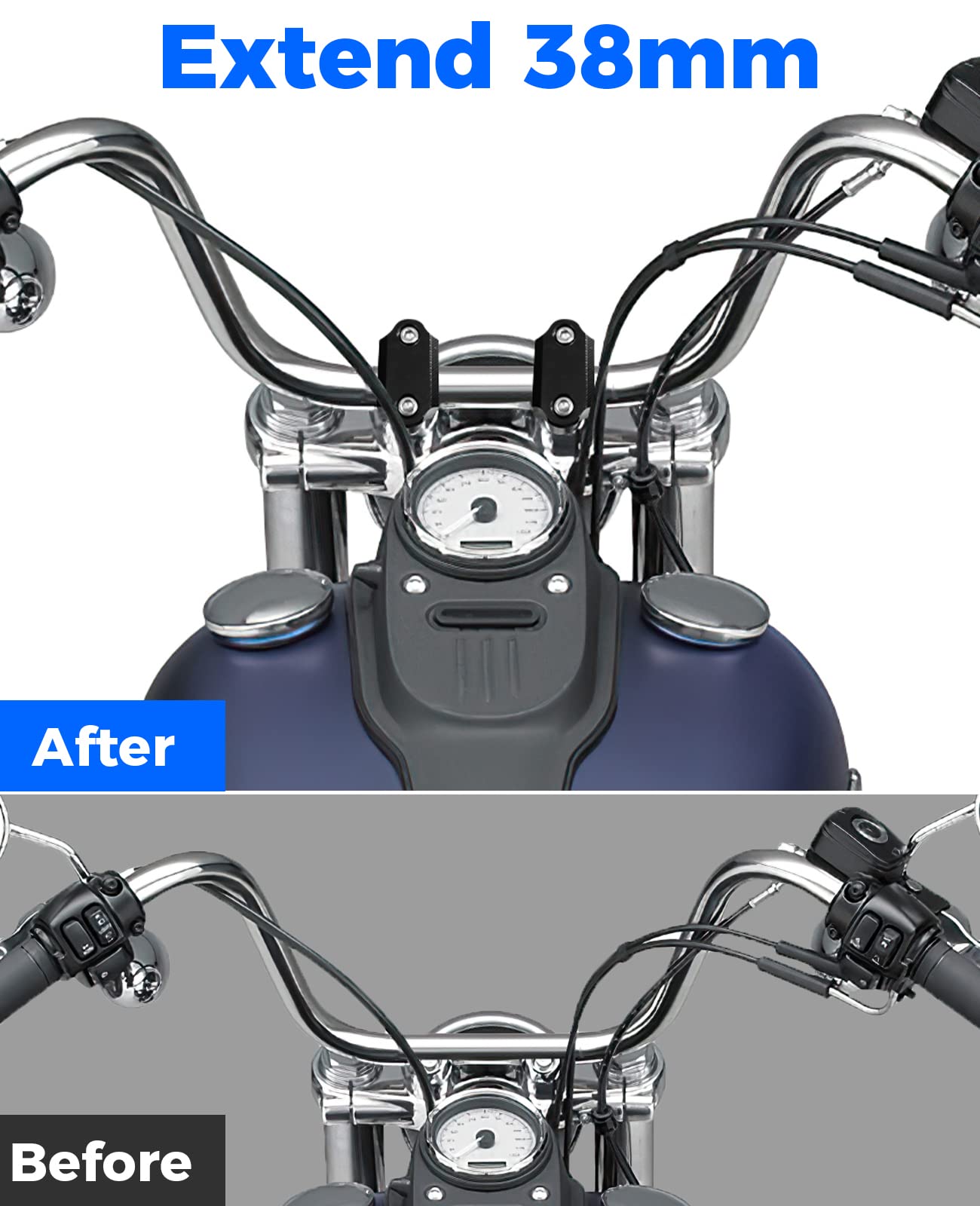 Kemimoto Motorcycle Handlebar Riser Clamp, Increase Motorcycle Handlebar Height, Fits For Sportster, Softail, Dyna, Road King, V-Star, Shadow, Or Vulcan, Universal Motorcycle Accessories