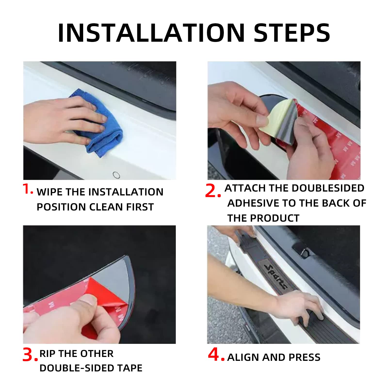 Car Rear Bumper Protector Anti-Scratch Abrasion Rubber Trunk Door Entry Sill Guard, 35.1Inch X2.75Inch Car Exterior Accessories