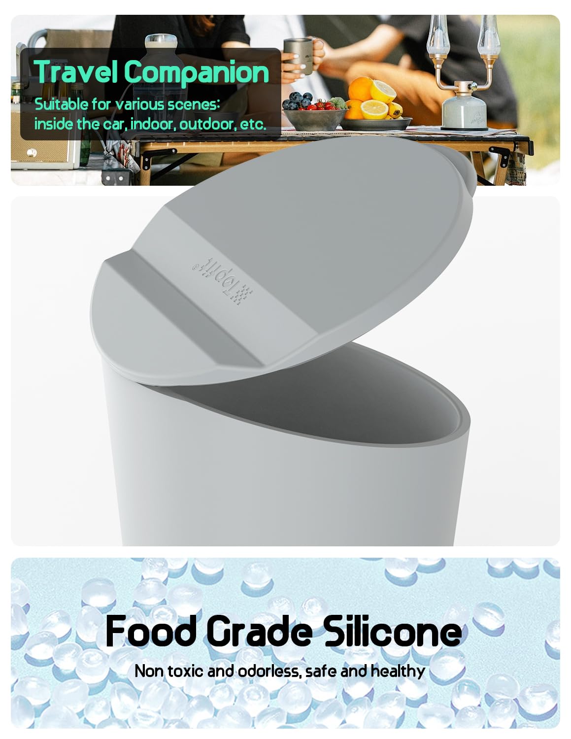 Bmzx Car Trash Can With Lid - Small Car Cup Holder Trash Bin, Fits Auto, Home, Office - Grey 1 Pack