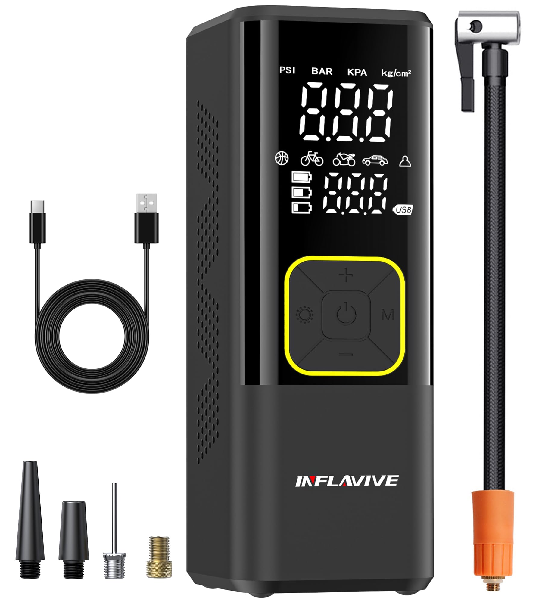 Tire Inflator Portable Air Compressor, InflaVive 3X Fast Inflate Cordless Air Pump for Car Tires with LED Light, 150PSI Portable