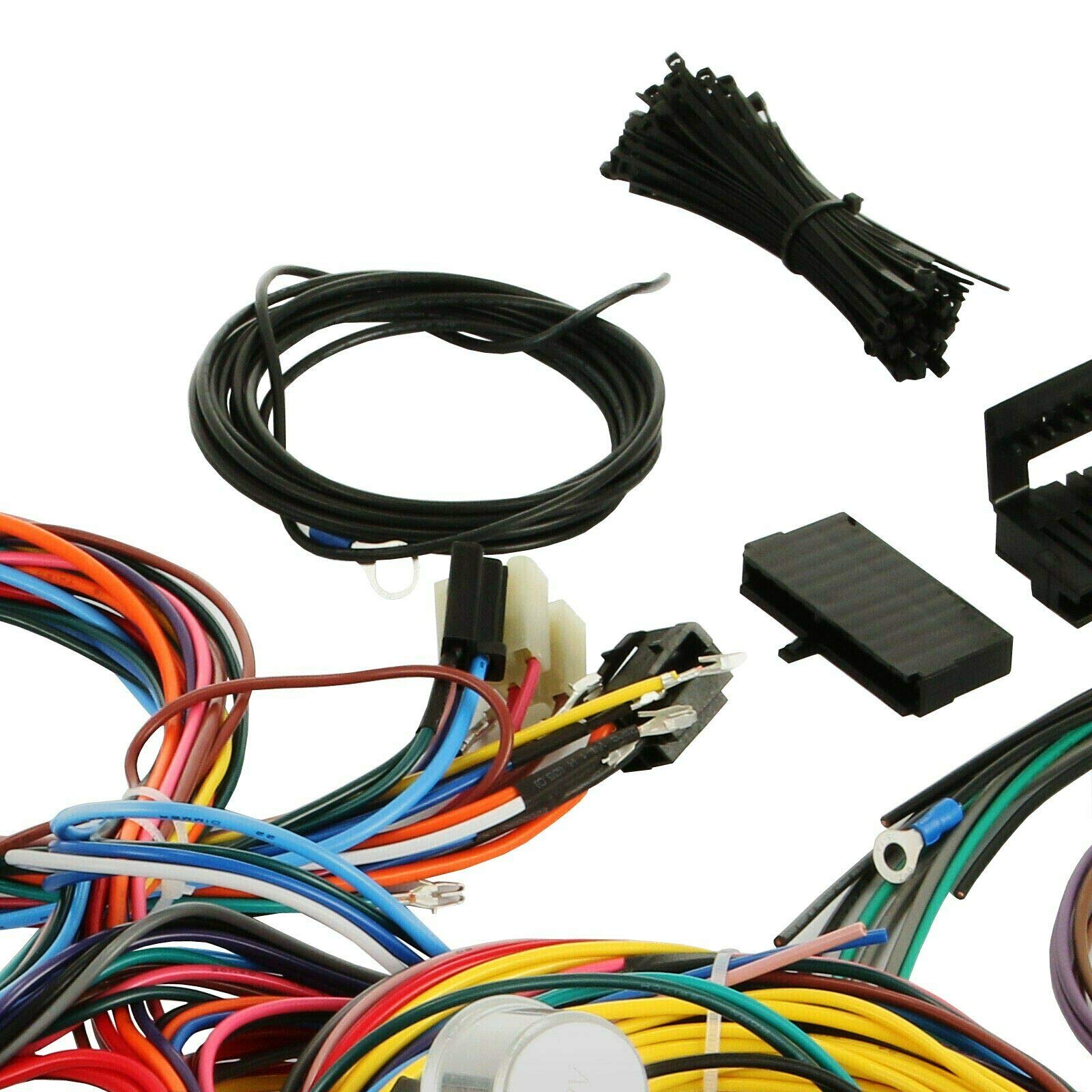 Universal Extra Long Wires 21 Circuit Wiring Harness Hotrod Kit Compatible With Gm Chevy Universal Automotive Wiring