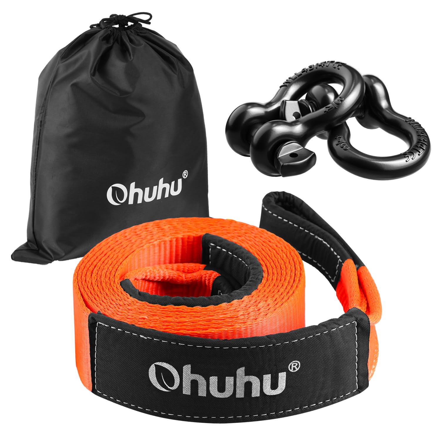 Ohuhu Heavy Duty Tow Straps Recovery Kit 3'' X 30Ft, 31,944 Lbs Break Strength, Triple Reinforced Loop, Protective Sleeves, Tow
