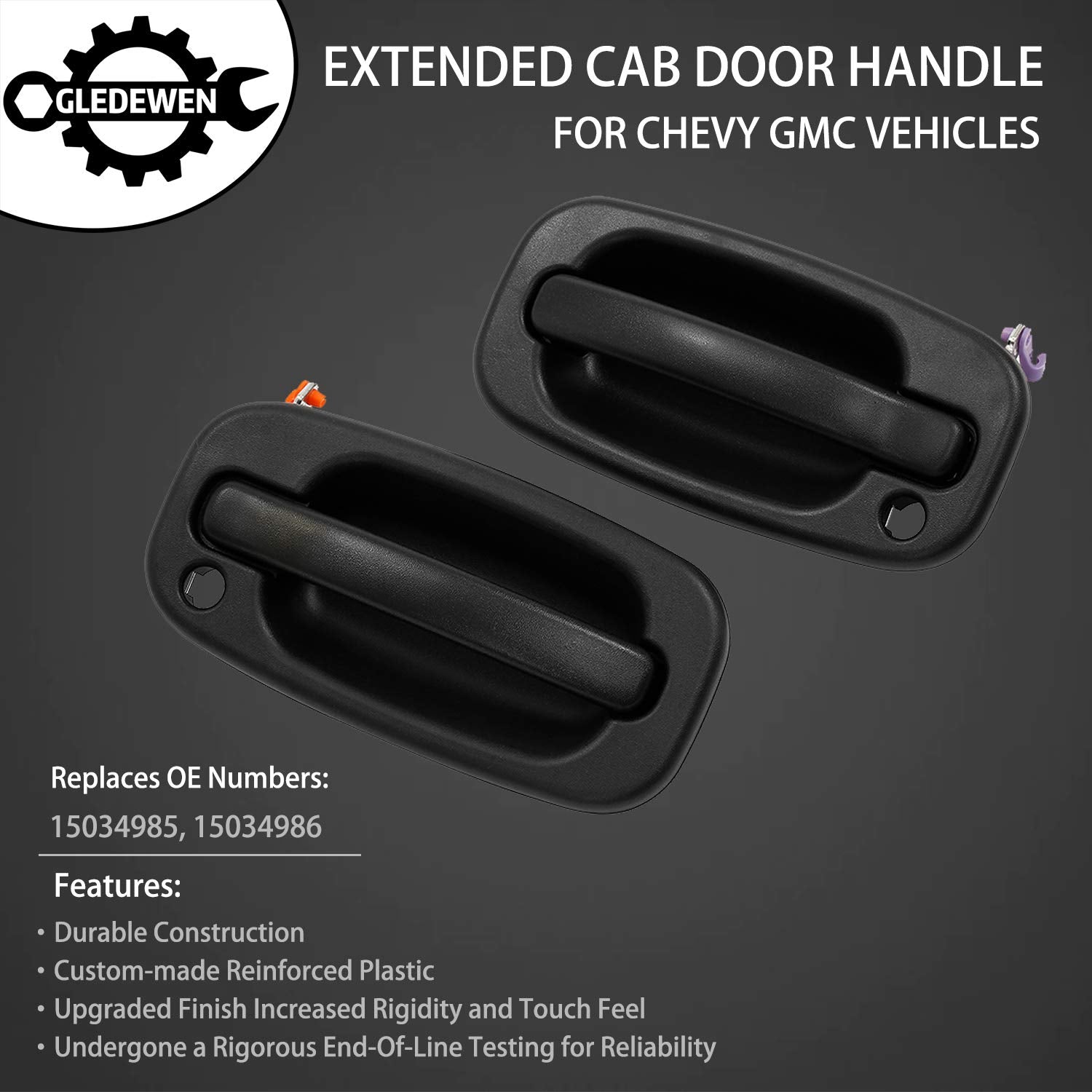 Exterior Door Handle Front Left & Right Pair With Key Hole | For 1999-2007 Chevy Silverado Suburban Tahoe Avalanche Gmc Sierra Yukon Cadillac Escalade | Replaces# 15034985, 15034986