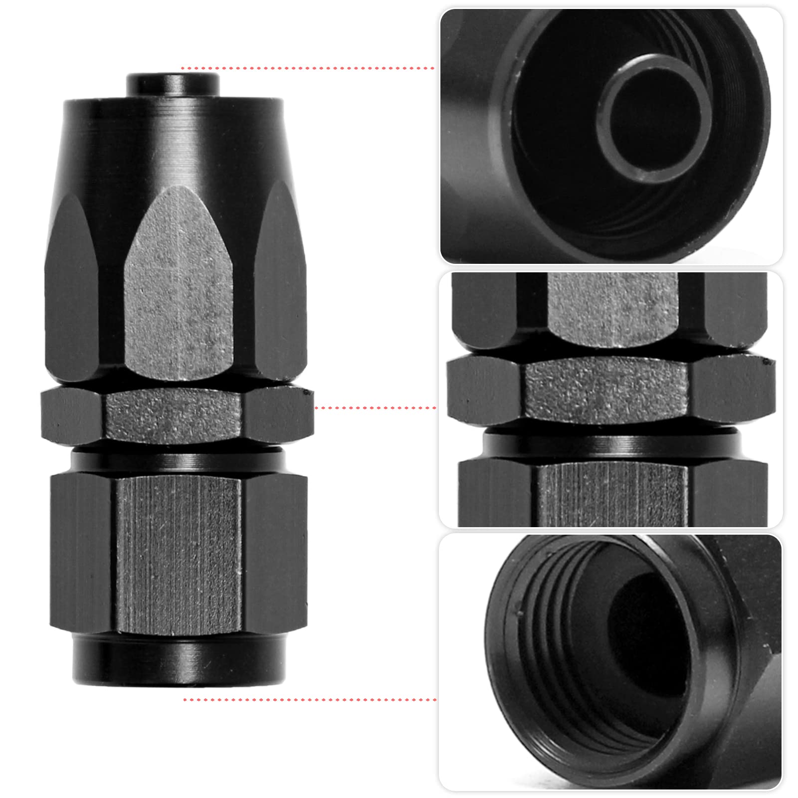 Shineyoo 4 Pcs 6An Straight And 2 Pcs 6An 90 Degreeswivel Hose End Fitting Adapter Black