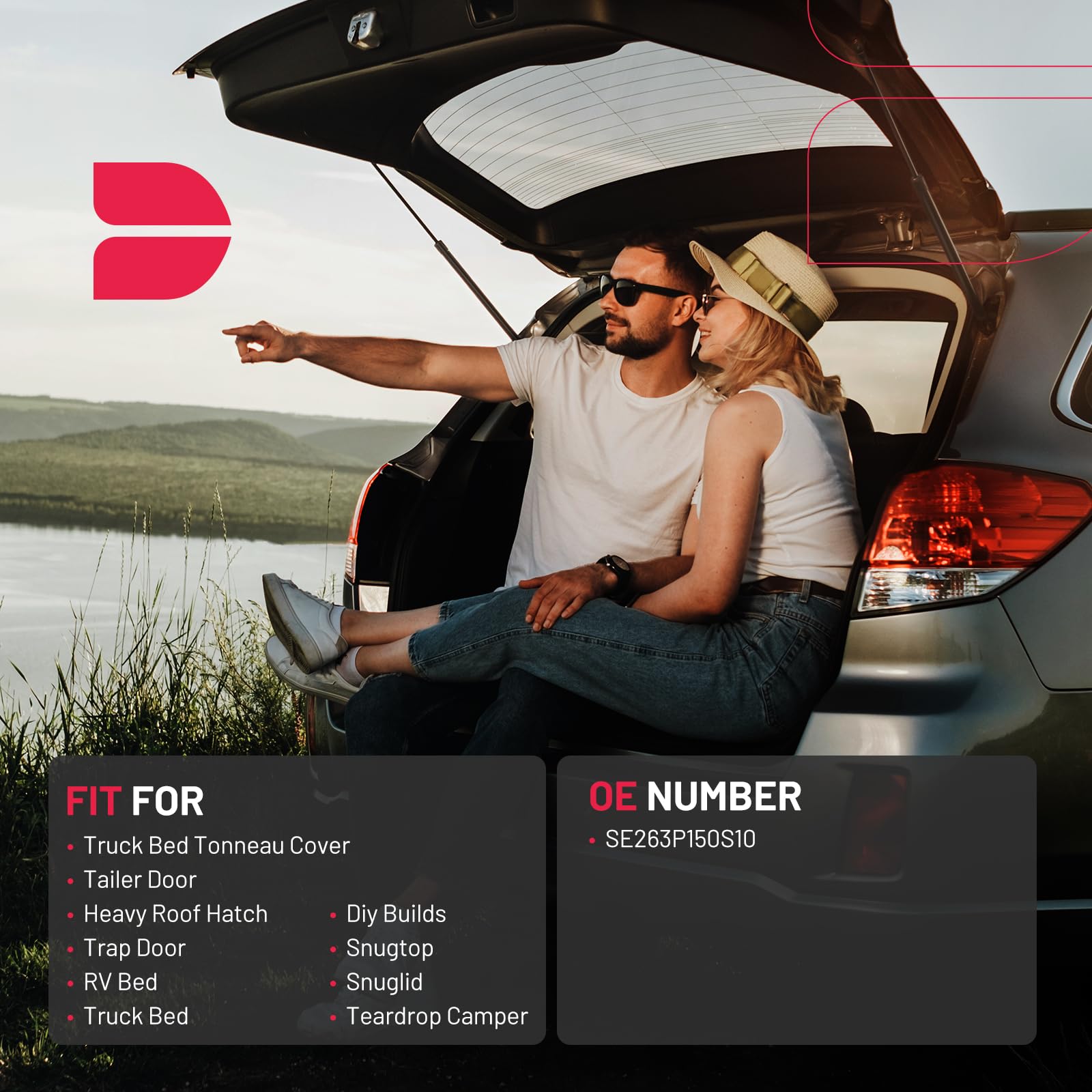 Bdfhyk Se263P150S10 26Inch 150Lbs (665N) Gas Shocks Struts Lift Support For Truck Bed Tonneau Cover,Tailer Door,Heavy Roof Hatch