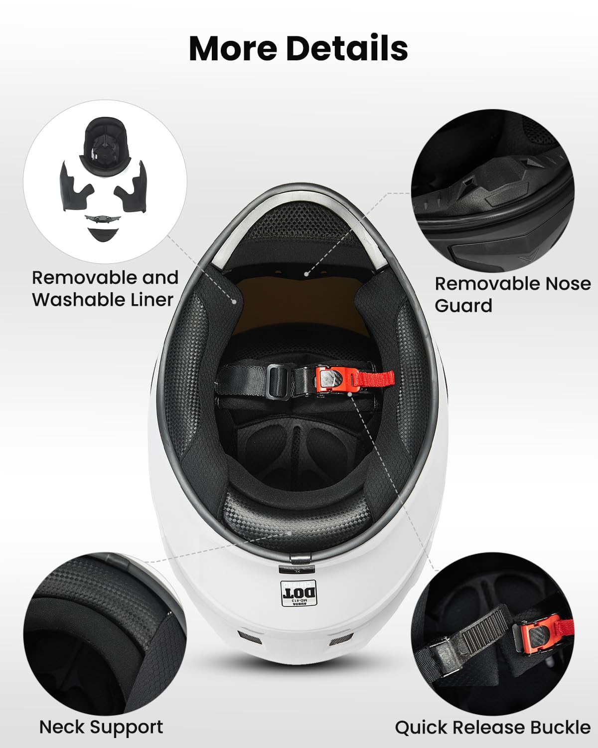 Auboa Full Face Motorcycle Helmets For Adults Men And Women Dot Street Bike Racing Helmet With Extra Clear Visor Model Md-813C (