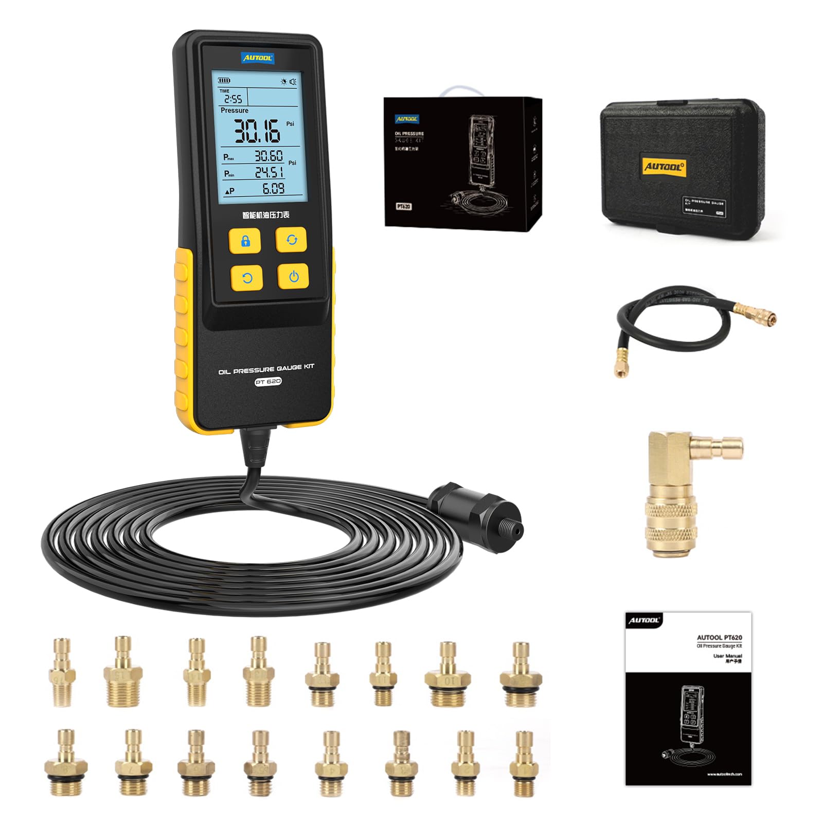 Oil Pressure Tester Tool,0-426.6 PSI Oil Pressure Gauge kit Automotive,Intelligent Engine Oil Pressure Tester Tool kit,Digital E