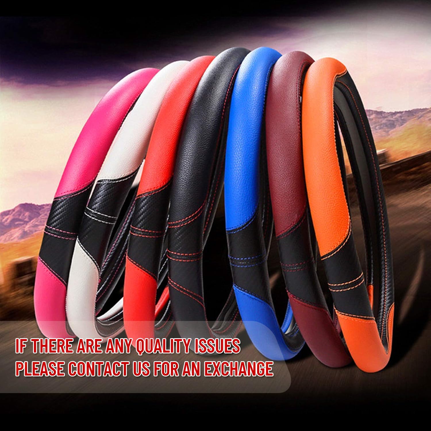 Labbyway Microfiber Leather Auto Car Steering Wheel Cover, Universal 15 Inch Anti-Slip Wheel Protector, Grey