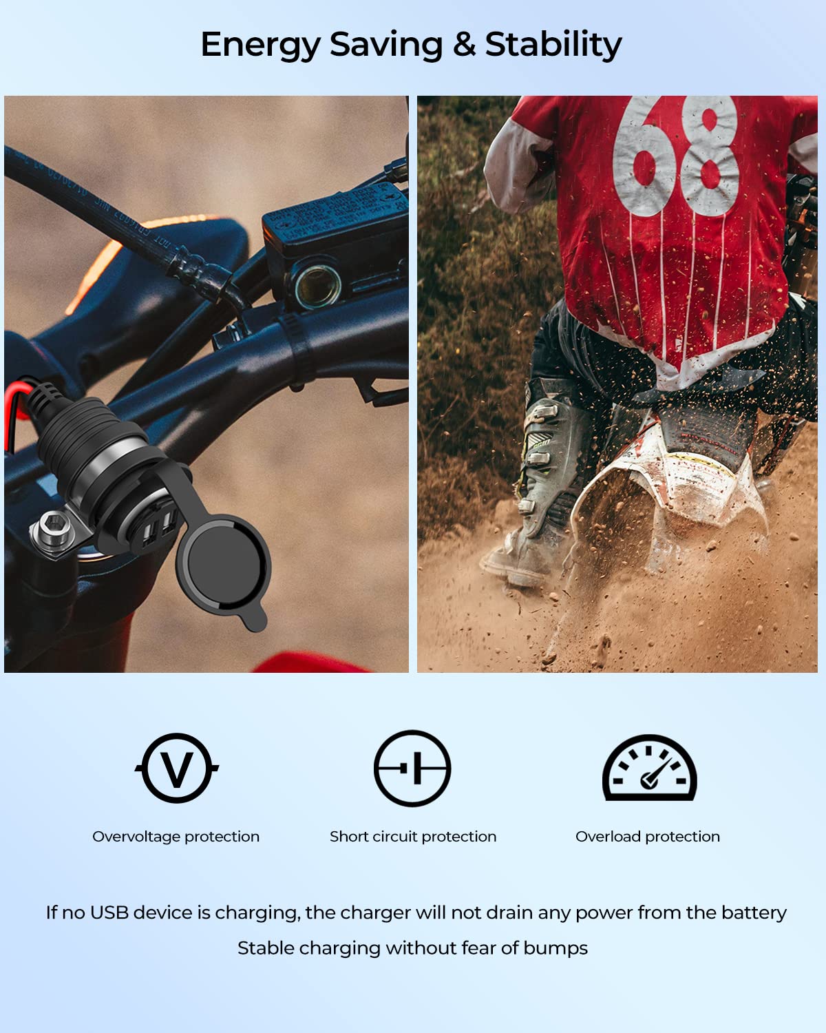 Foruly Motorcycle Usb Charger, Dual Usb Port Water Proof Motorcycle Phone Charger For Honda Crf300L Crf250L 2017-2022, Usb Motor