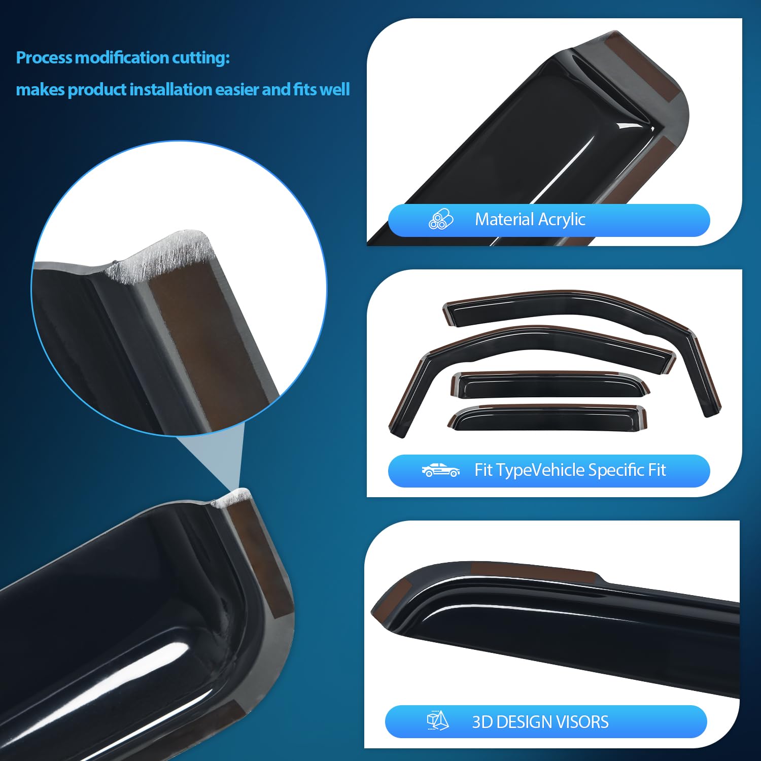 Nilight In Channel Rain Guards For Dodge Ram 1500 2019 2020 2021 2022 2023 2024 Quad Cab Original Window Deflectors, Vent Window