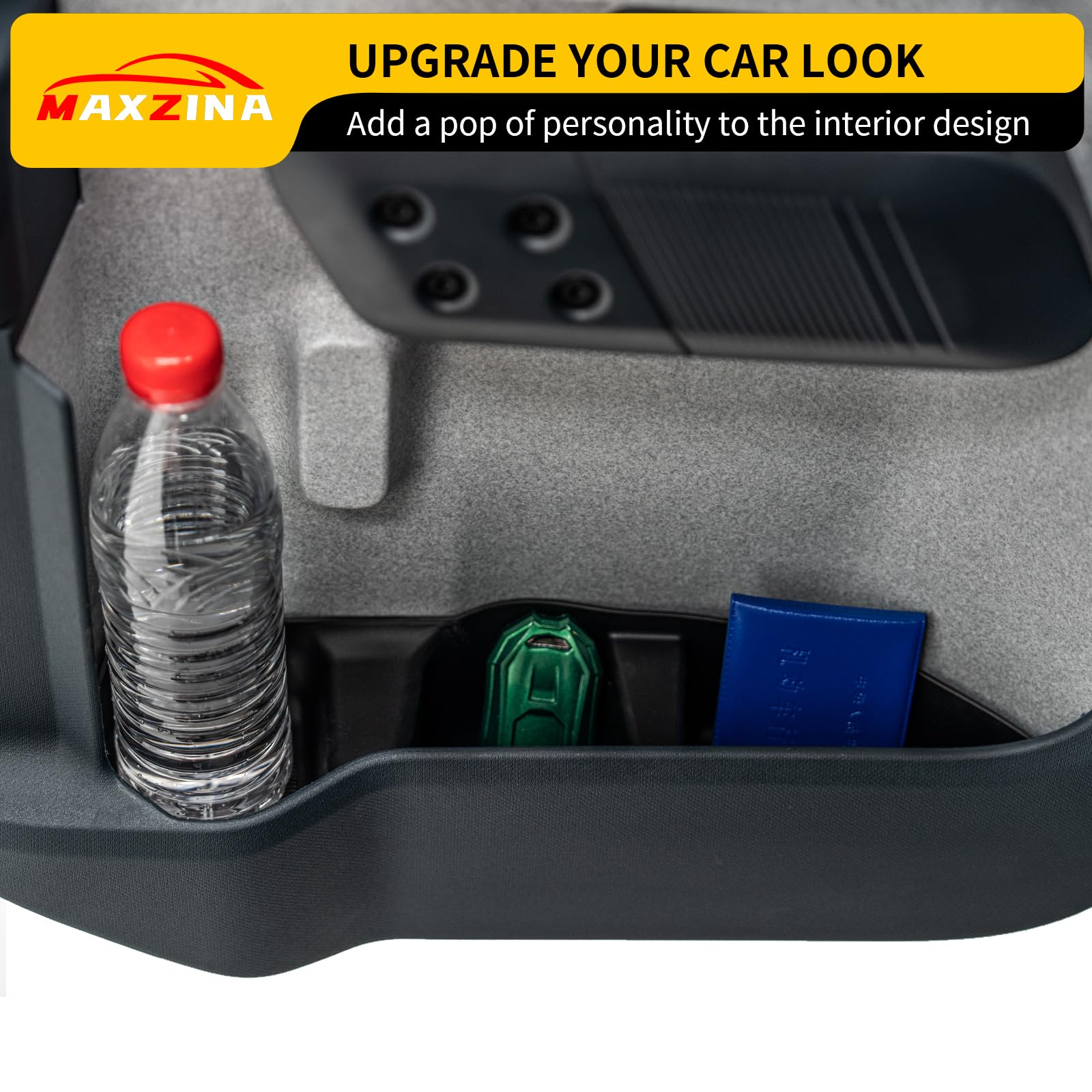 Maxzina Door Side Storage Tray for 2022-2025 Ford Maverick, Black Silicone Car Organizer, 4PCS Front & Rear Accessory Set