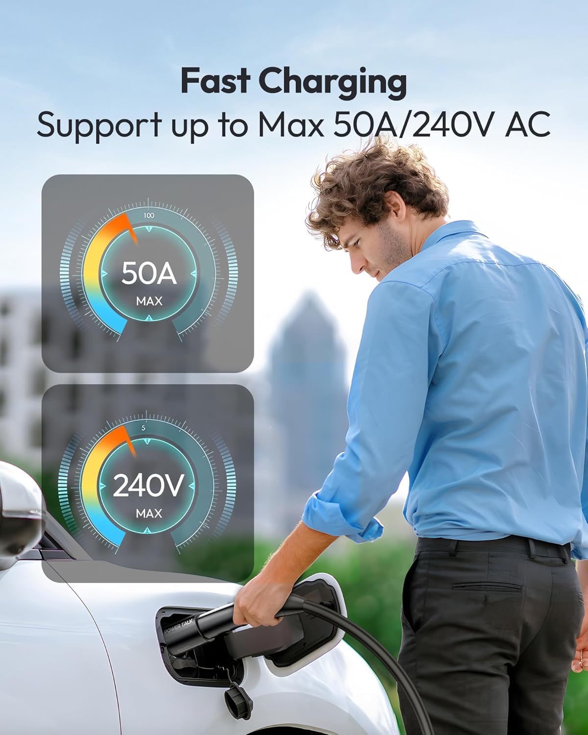Ev Charger Adapter For Tesla To J1772 - Max 50A 240V - Nacs To J1772 Charging Adapter Compatible With Tesla Mobile Connectors,Wa