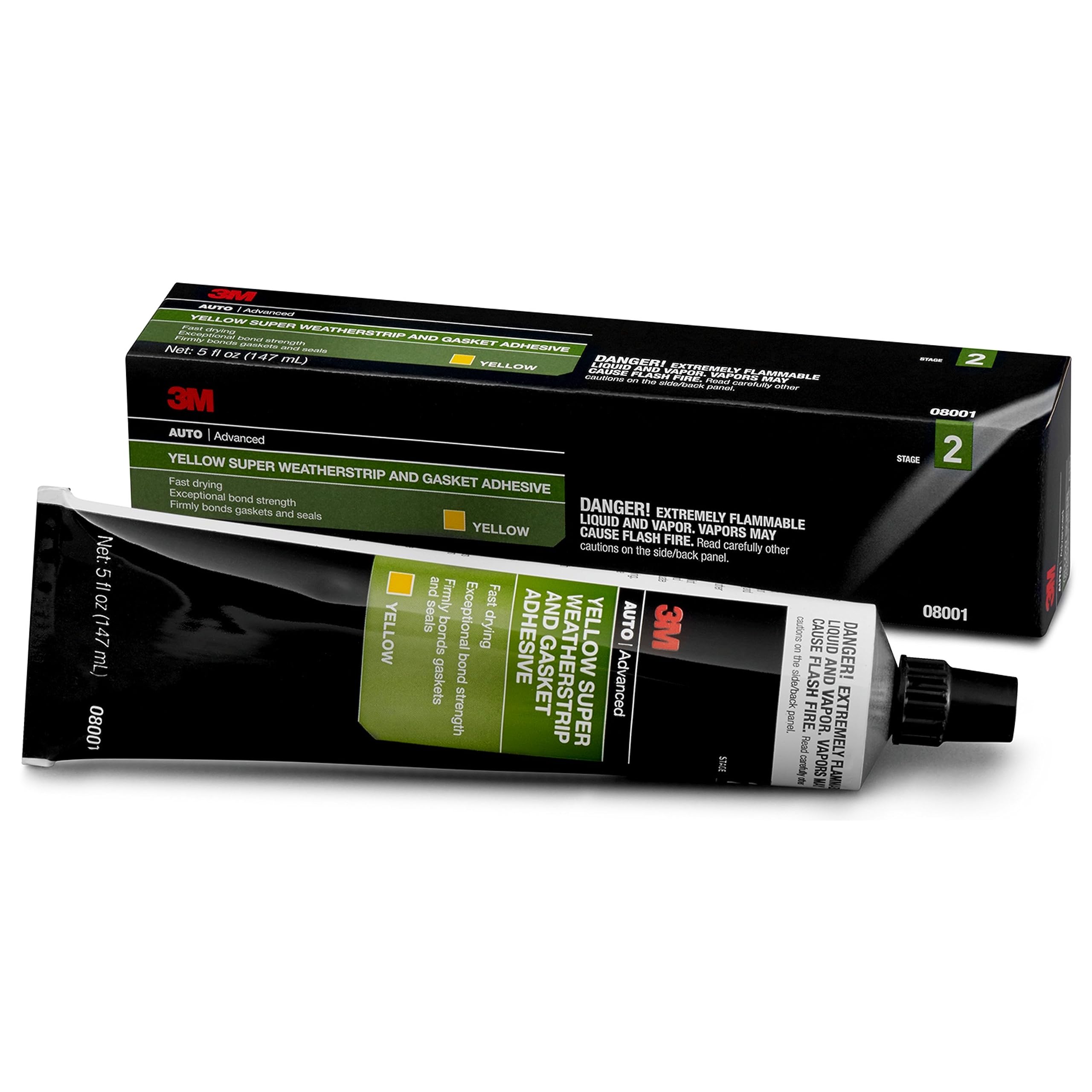 3M Super Weatherstrip And Gasket Adhesive, 08001, Yellow, 5 Fl Oz Tube, 1 Per Pack