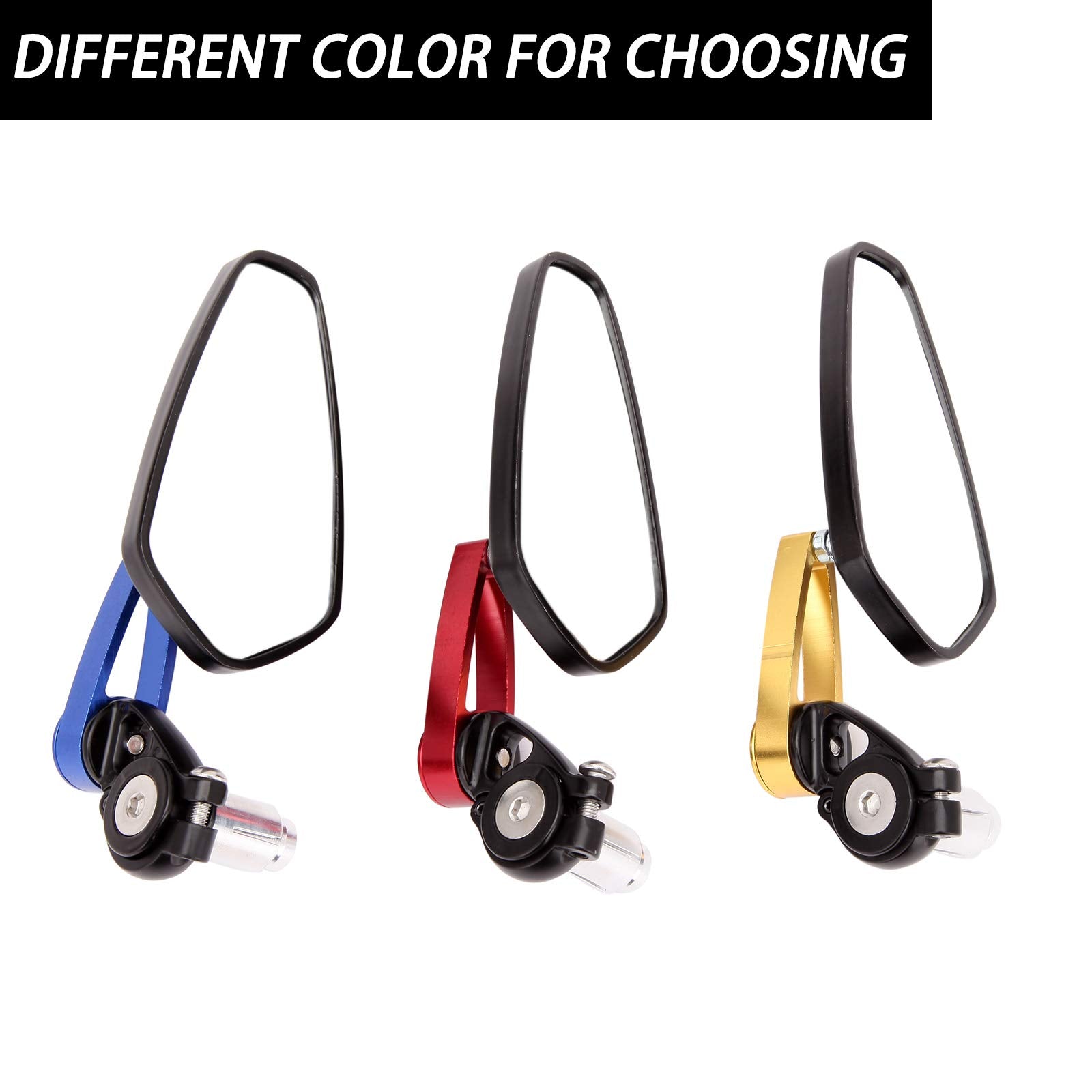 Universal Motorcycle 7/8 22 Bar End Mirrors Rear View Mirror Compatible With Honda Grom Yamaha Kawasaki Ducati Suzuki And More (Blue)