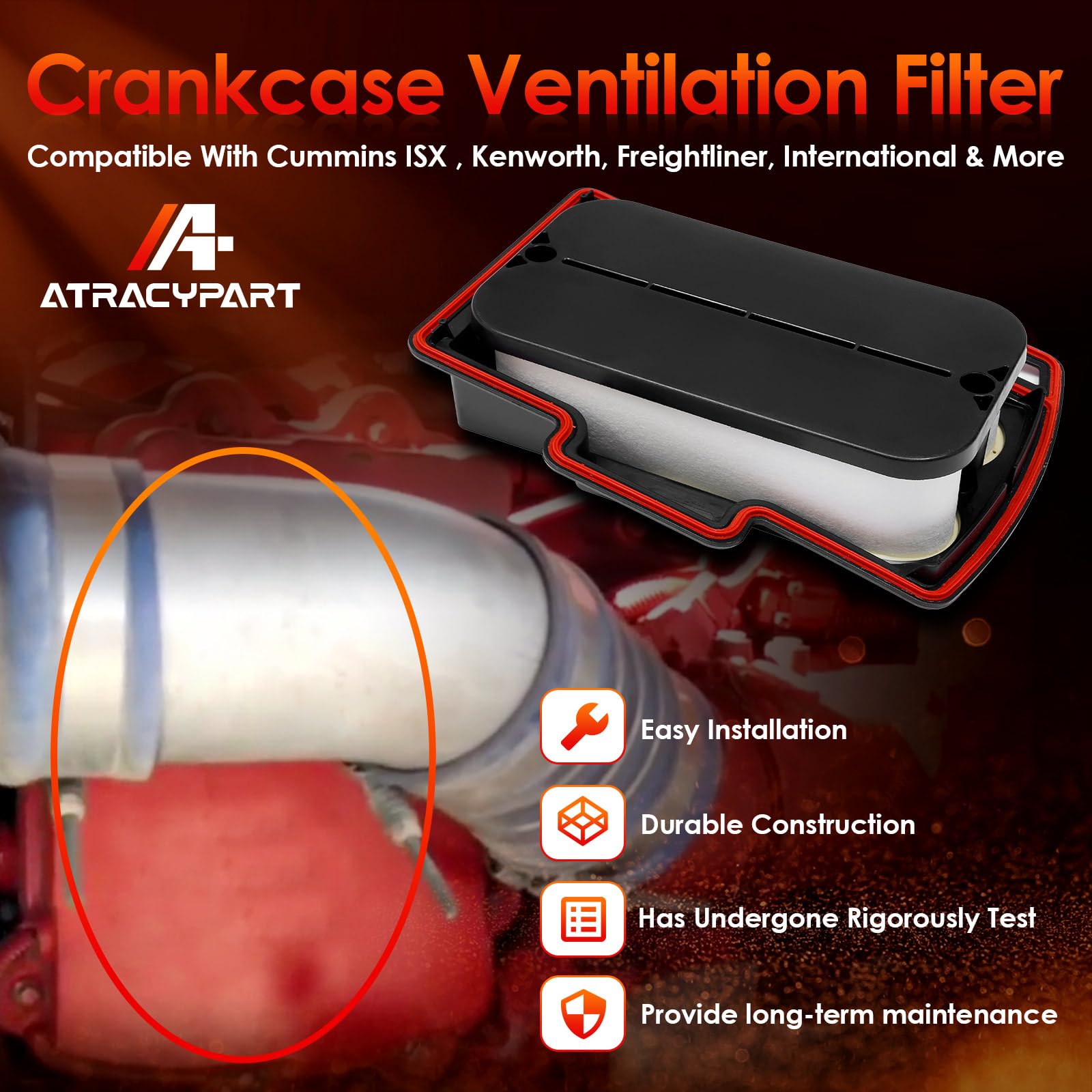 Crankcase Ventilation Filter Engine Breather Element|Replacement For Cummins Isx, Kenworth, Peterbilt, International Prostar And