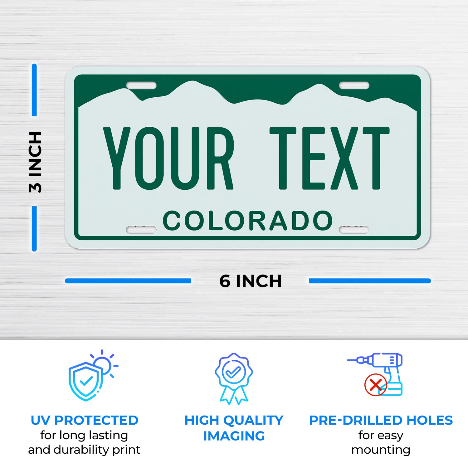 Sigo Signs Custom Colorado Mini License Plate, 3x6 Inches, Rust Free Aluminum, Fade Resistant