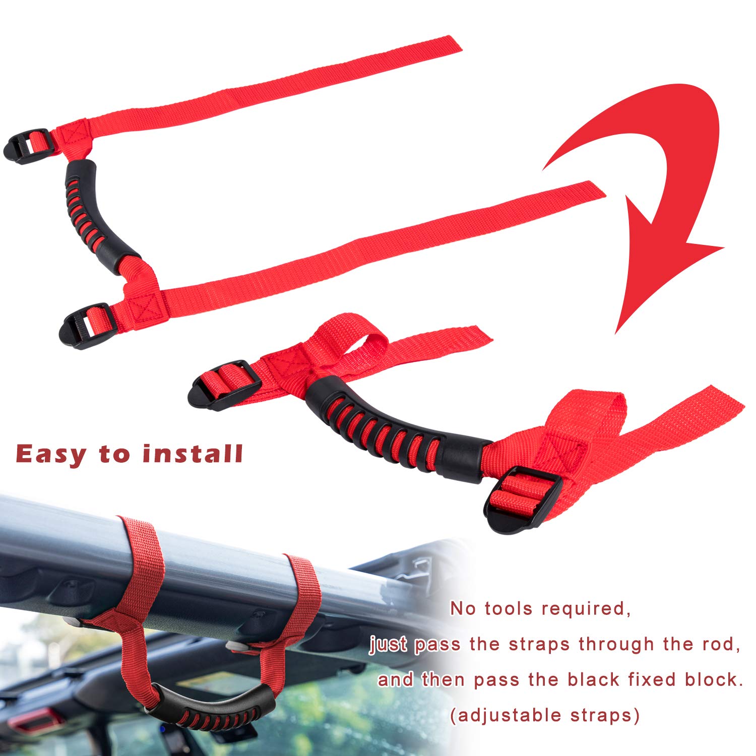 4 X Roll Bar Grab Handles Grip Handle For Jeep Wrangler Yj Tj Jk Jk Jl Jlu Sports Sahara Freedom Rubicon X & Unlimited 1955-2021