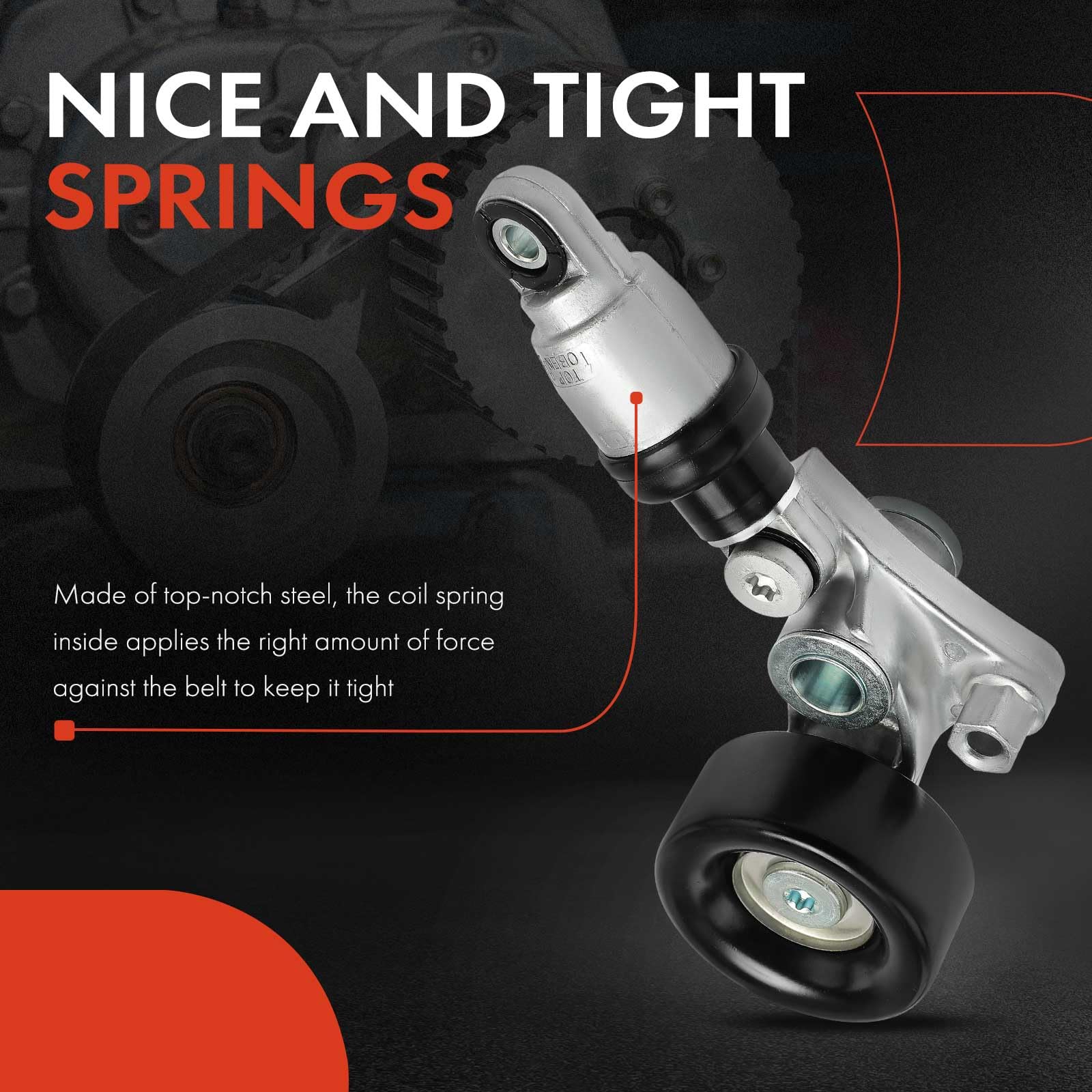 A-Premium Belt Tensioner Assembly with Pulley Compatible with Honda Accord 2013-2017, Crosstour 2013-2015, 3.5L & Acura MDX 2014