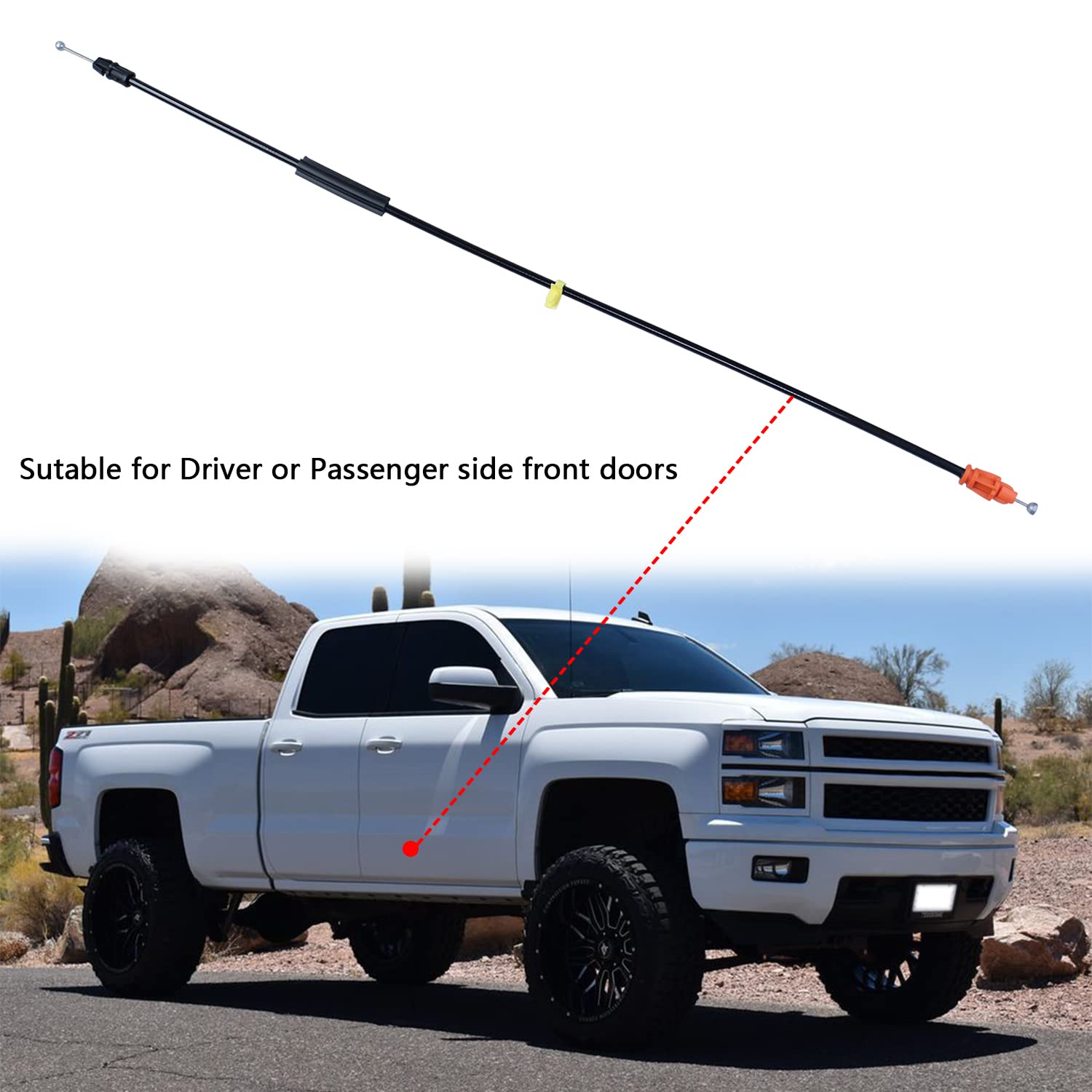 Door Cable Latch Kit Compatible With 2007-2014 Chevy Silverado Tahoe Yukon Sierra Escalade, 25.8' Driver/Passenger Side Front Doors For Power Door Locks-Replace 924-481 22862028 W/O Remote Start/Entry