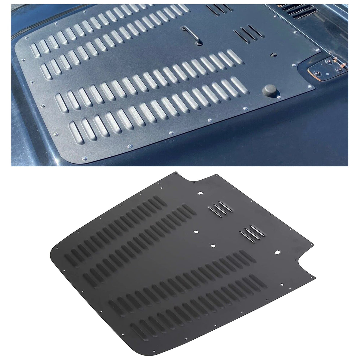 Ecotric Hood Louver Compatible With 1997-2002 Jeep Wrangler Tj Black Powder Coating Aluminum Vented Engine Vent Insert Radiator 