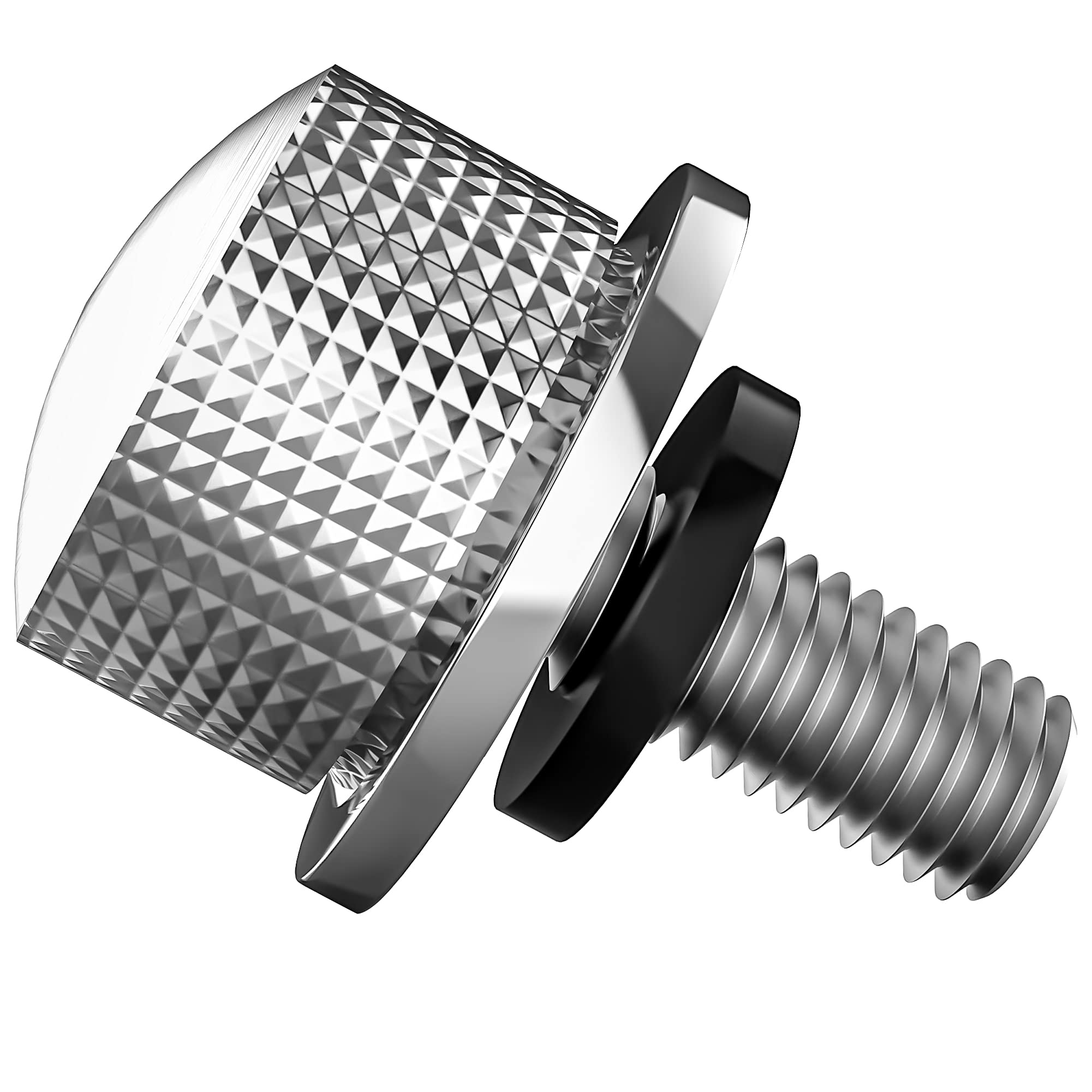 OxGord Stainless Seat Mount Bolt Screw Compatible with Harley Davidson Motorcycles - Billet Aluminum Hard Anodized Screw Cap 1/4 inch - Chrome