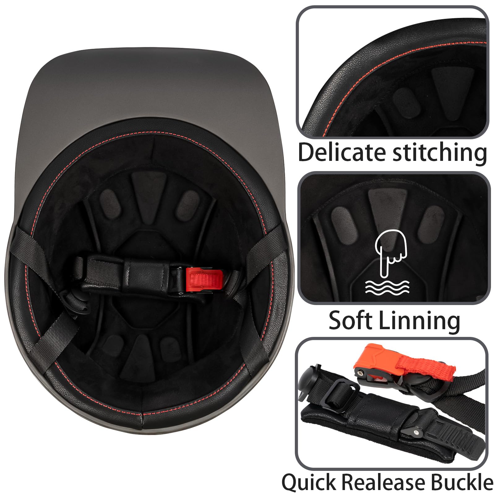 Yesmotor Baseball Style Cap Retro Motorcycle Helmet Unisex-Adult - Dot Approved (Matte Gray, X-Large)