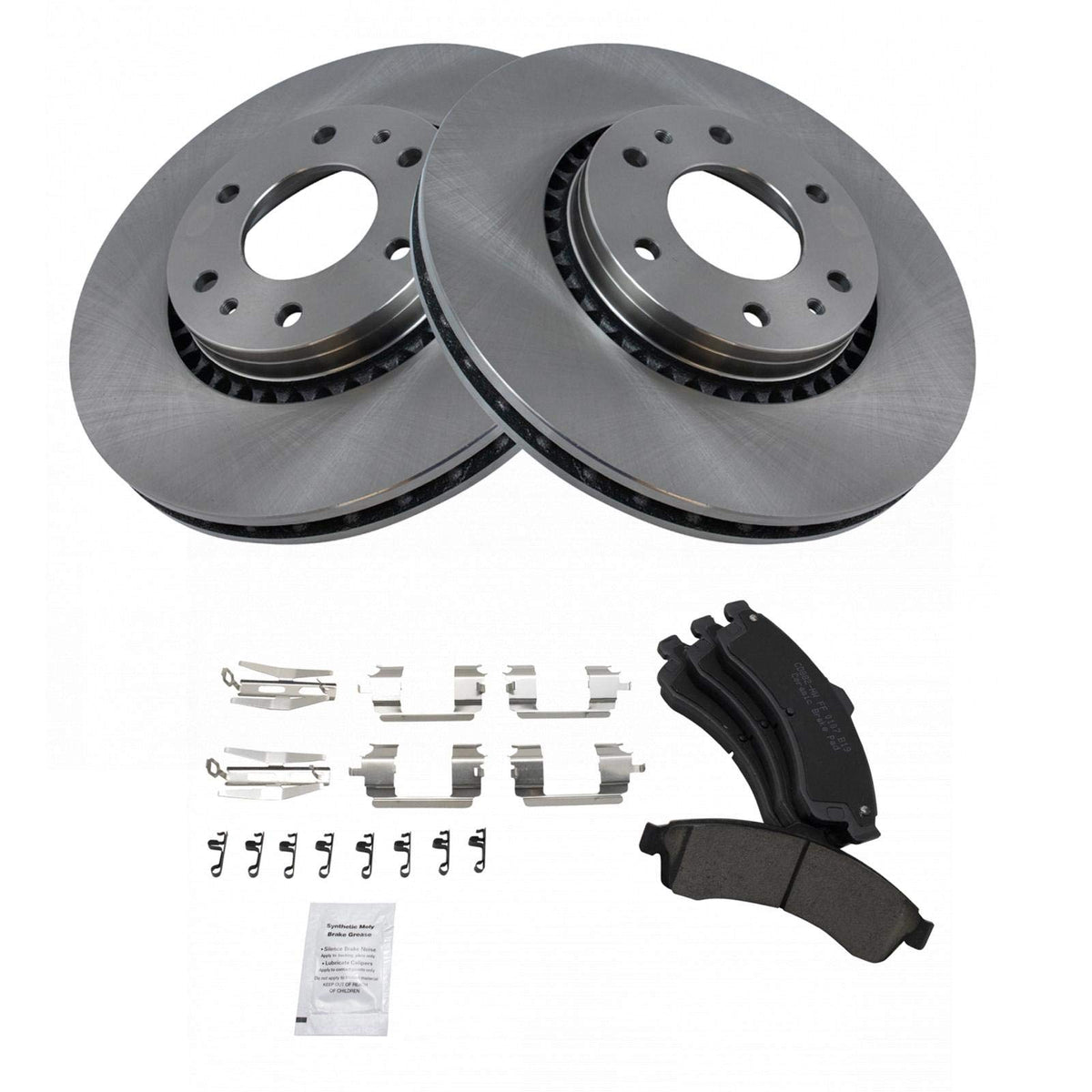 Trq Front Premium Posi Ceramic Pad Rotor & Hardware Kit For Gm Truck Suv