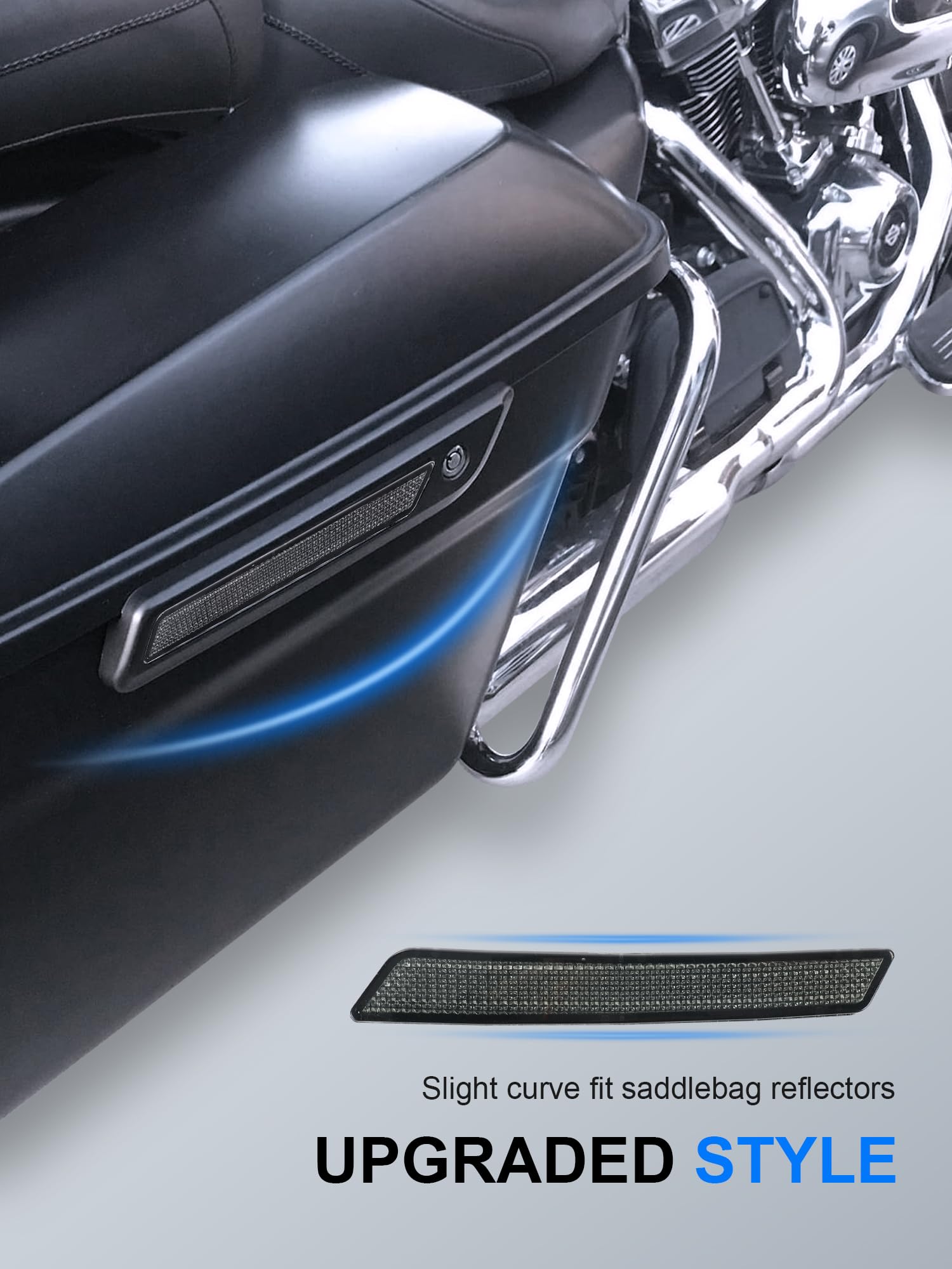 Ailmoto Saddle Bag Reflector Inserts, Black Reflectors Compatble For Harley Davidson 2014-2024 Street Glide Electra Glide Road G