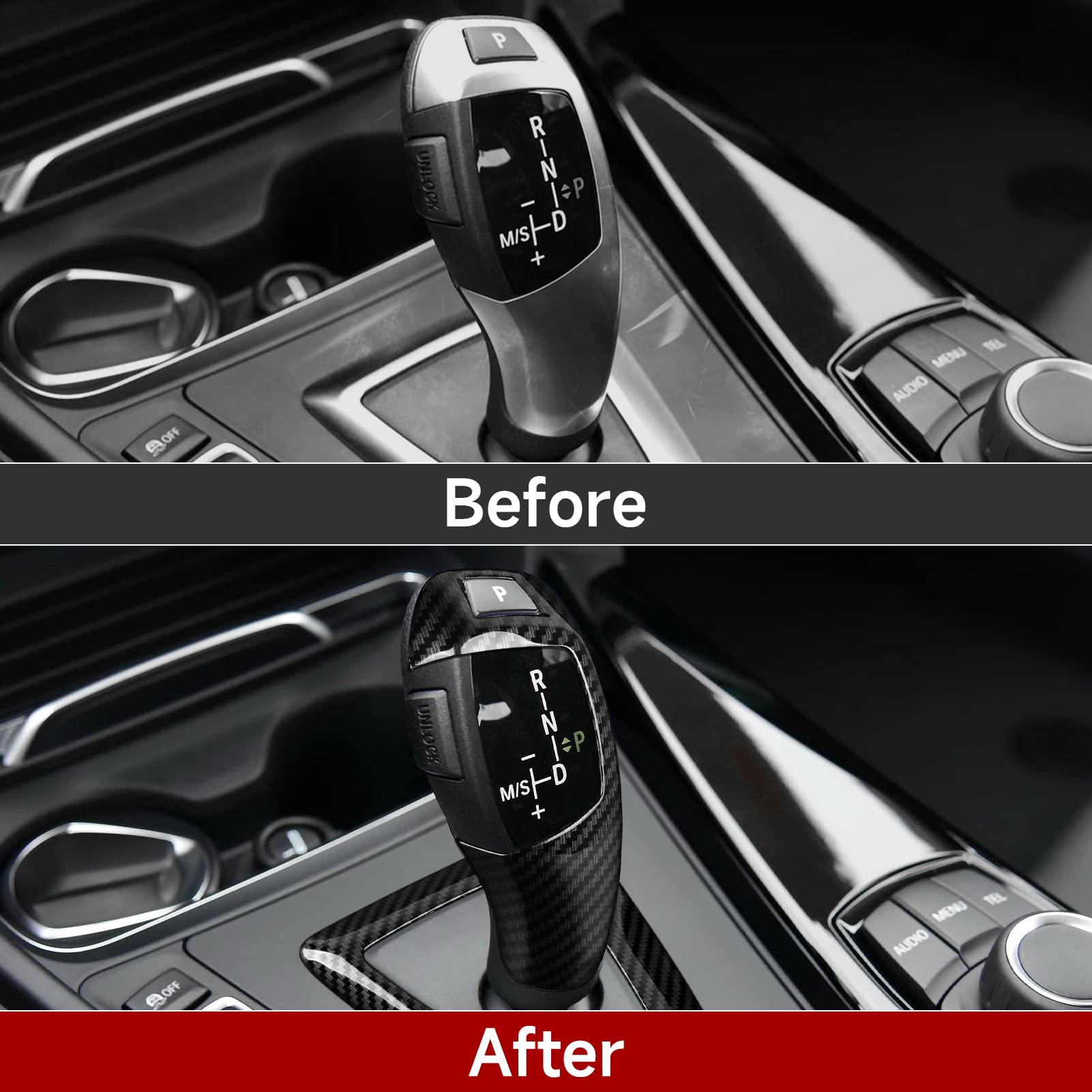 Hengyueshang Car Sticker Decal Gear Shift Knob Cover Carbon Color Abs Trim Fits For Bmw F20 F21 F22 F23 F30 F31 F32 F33 F34 F35 F36 F07 F10 F12 F13 F15 F16 F25 F26 Accessories (Style A)