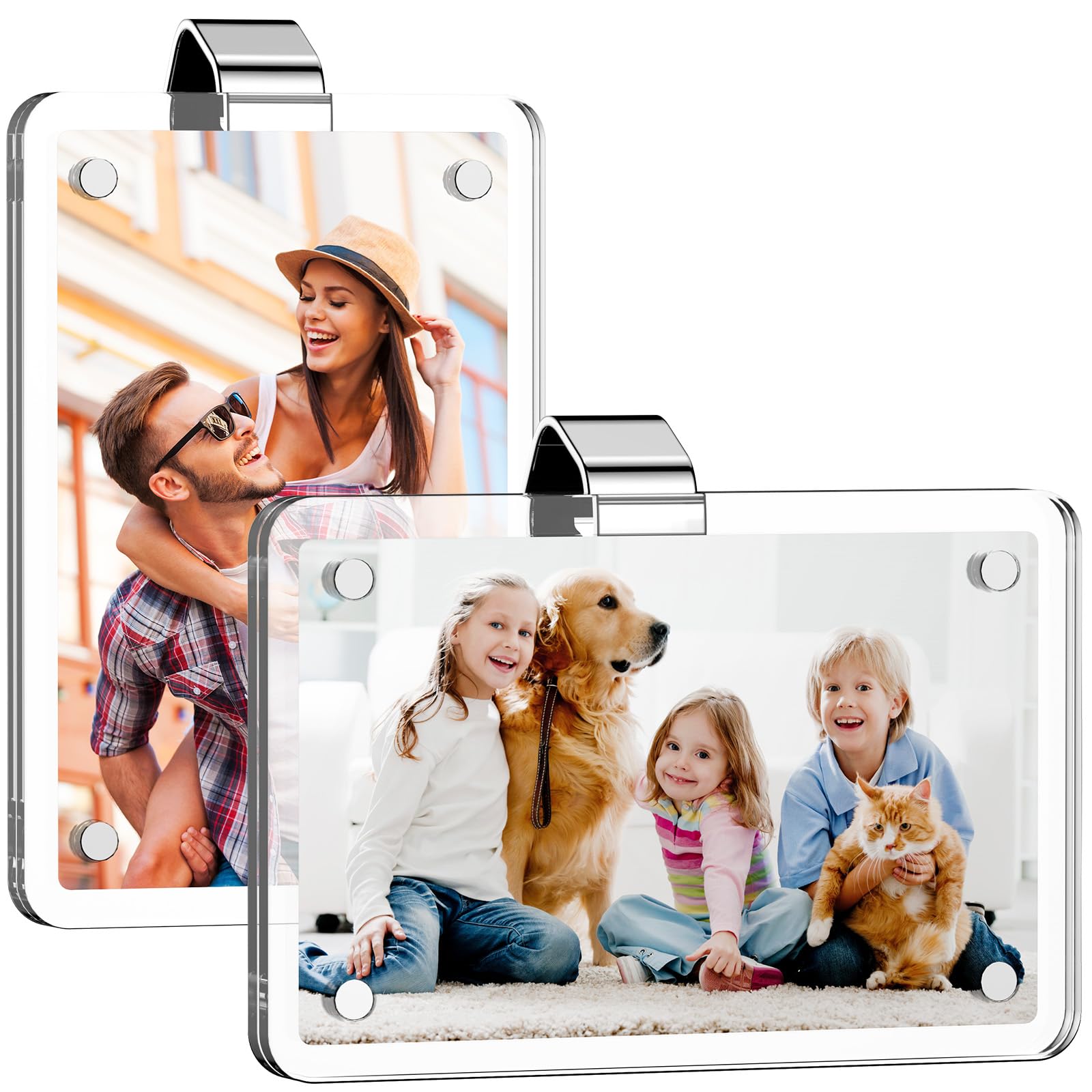 2Pcs Car Picture Holder, Acrylic Car Visor Photo Clip, Personalized Car Accessories Magnetic Car Sunshade Photo Frame for Adding