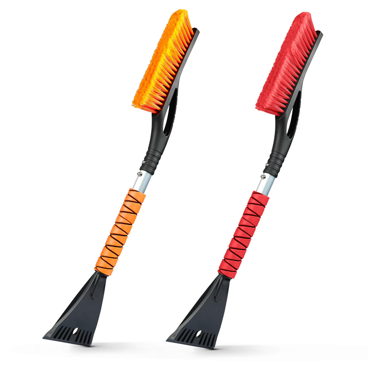 Econour 27'' Car Snow Brush And Ice Scraper (2 Pack) | Aluminum Snow Scraper For Cars With Ergonomic Foam Grip | Scratch-Free Wi
