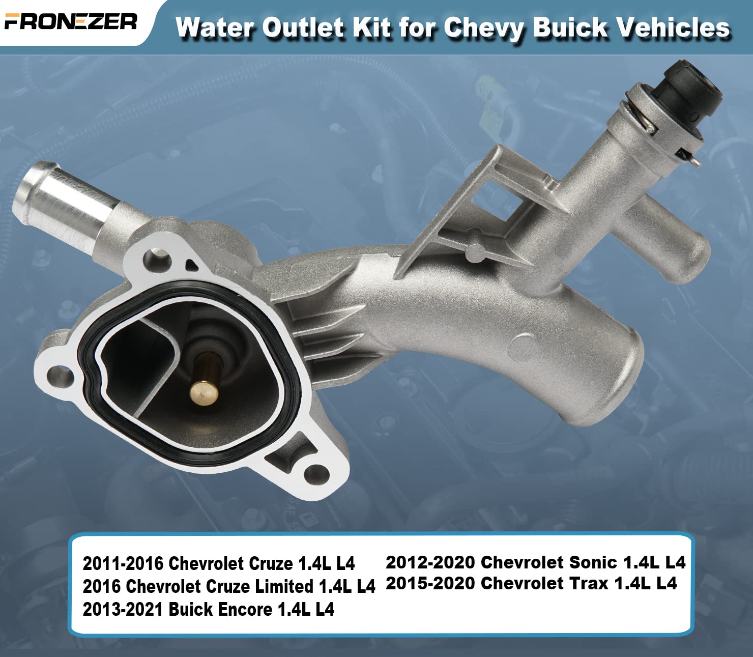 Aluminum Engine Coolant Thermostat Housing Water Outlet Kit with Coolant Reservoir Inlet Hose Compatible with 2011-2021 Chevy Cr