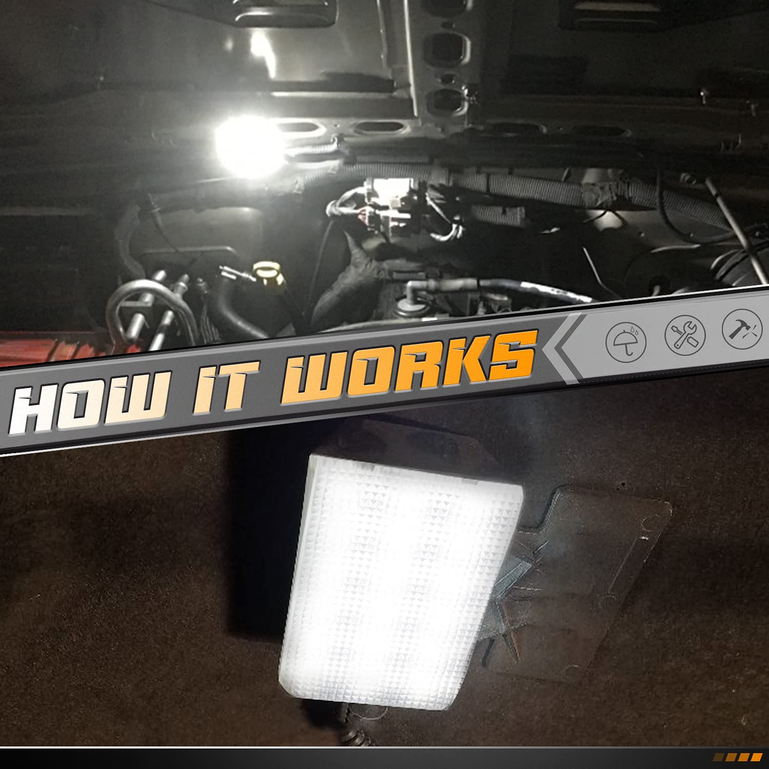 HERCOO Under Hood Lights Assembly Lamp Kit Compatible with Dodge Ram 1500 2500 3500 Dakota Charger, Wrangler Grand Cherokee Concorde Dakota, Pack of 1