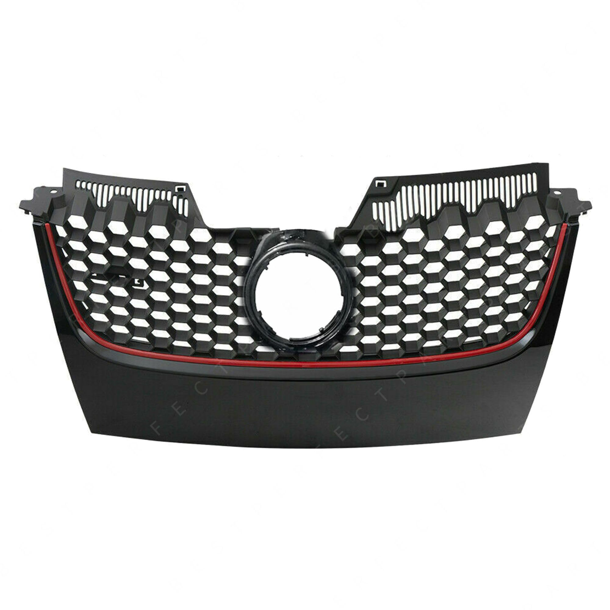 Partsflow Front Upper Main Black W/Red Trim Mesh Grille For 2006 2007 2008 2009 Volkswagen VW GTI For 2006 2007 2008 2009 Volksw