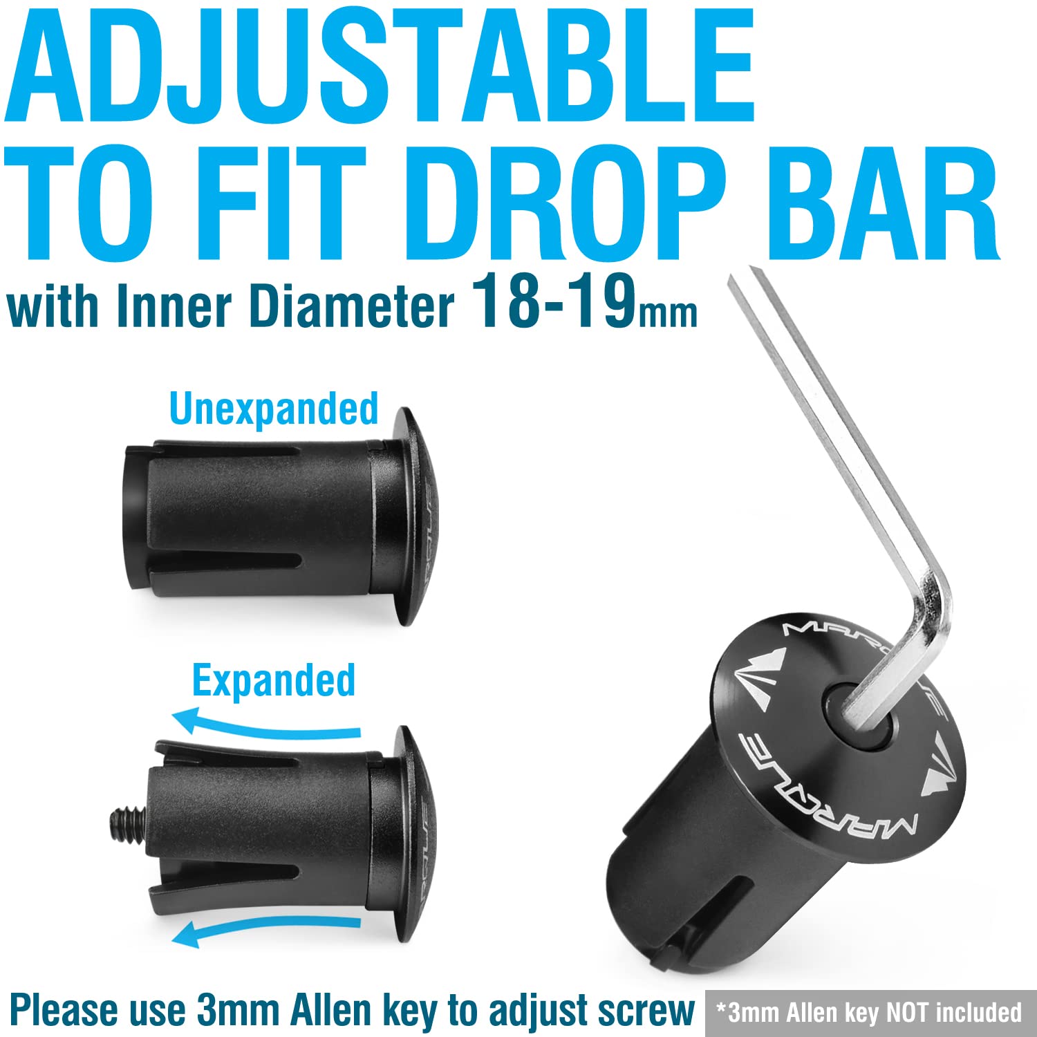 Marque Alloy Enz Handle Bar End Plugs - 2Pcs Per Set (Black)