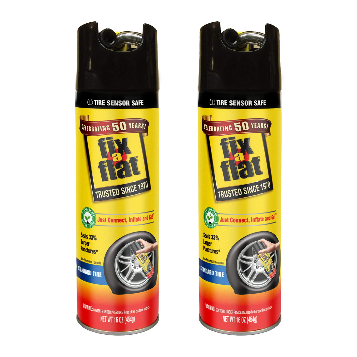 Fix-A-Flat S60197 Aerosol Emergency Flat Tire Repair And Inflator, For Standard Tires, Universal Fit For All Cars, 16 Oz (Pack O