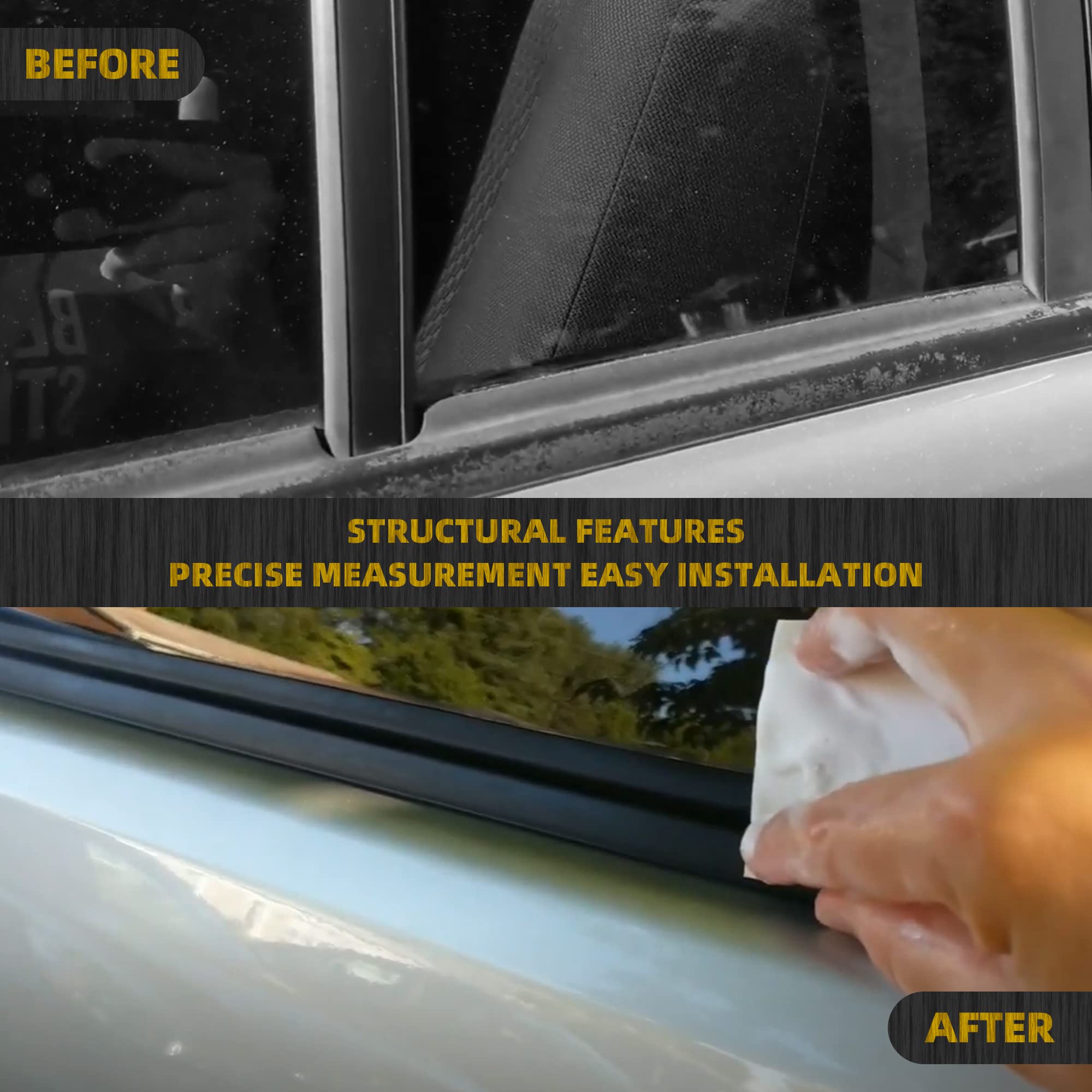 Dasbecan 4Pcs Weatherstrip Window Seal Car Window Moulding Trim Compatible With Honda Civic 2006-2011 Replaces#72450-Sna-A01 72410-Sna-A01 72950-Sna-A01 72910-Sna-A01