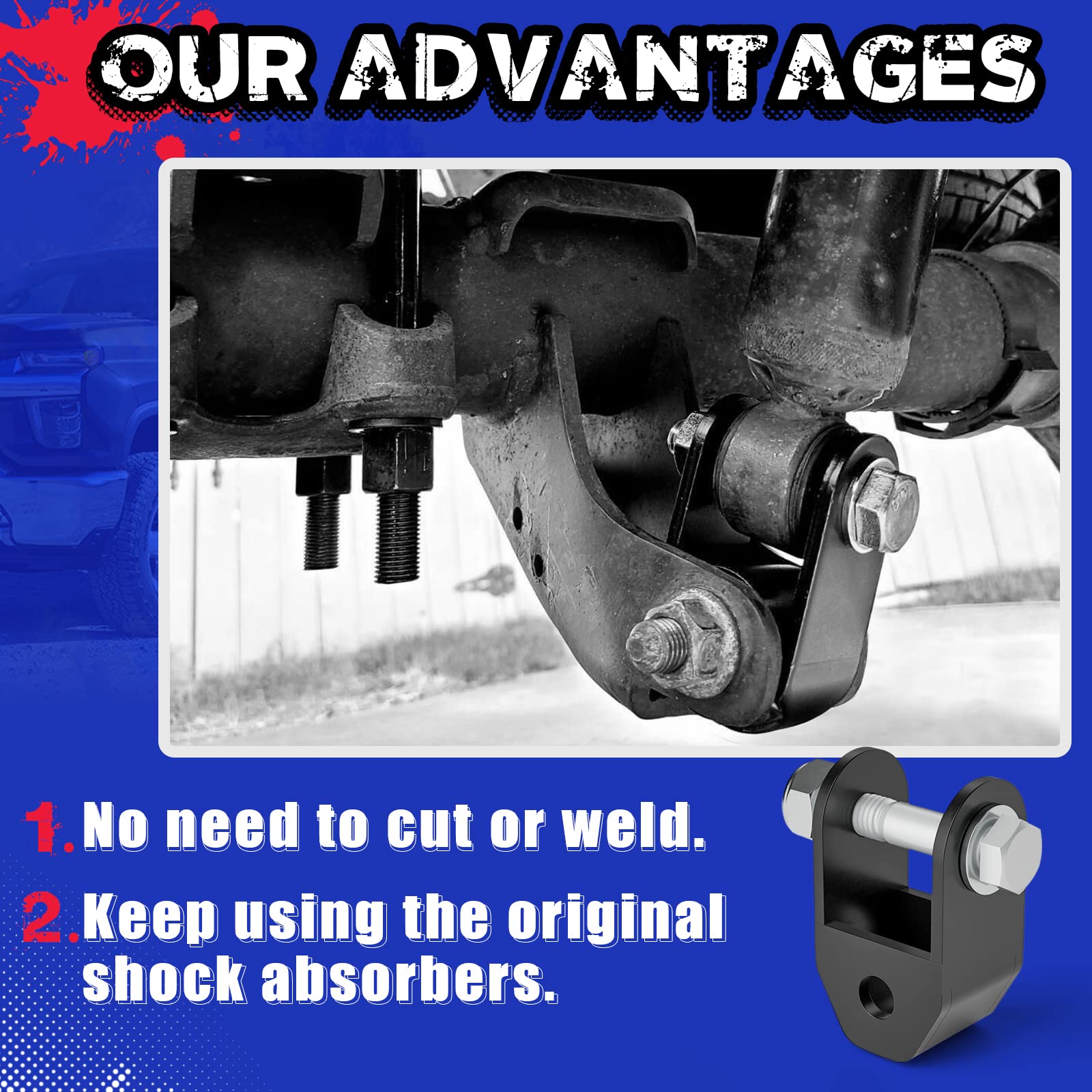 KSP PERFORMANCE Rear Shock Extender for 1999-2024 Silverado/Sierra 1500, 2-4" Lift, Alloy Steel, Black Powder Coated, Model 9R202