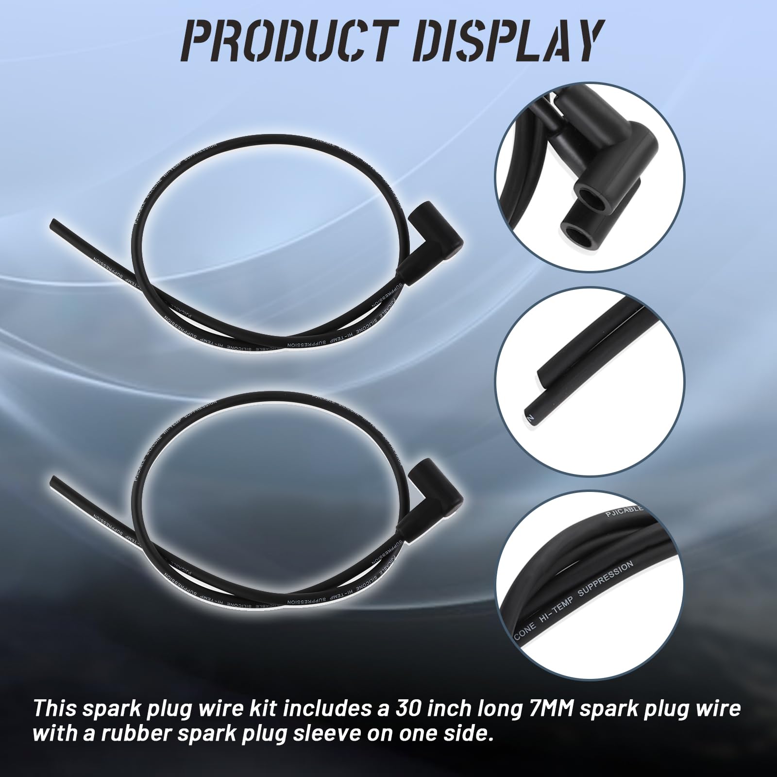 HQPARRTS 0310000 Spark Plug Wires (7mm 30 Long) Compatible with Johnson Outboard Engine(2Pcs)