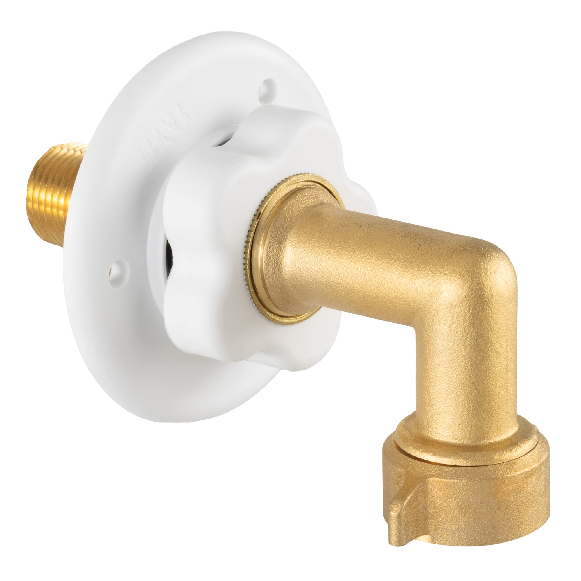 RecPro RV Camper Motorhome Trailer Marine White City Water Fill Inlet Flange Brass with Check Valve (with Hose Elbow)