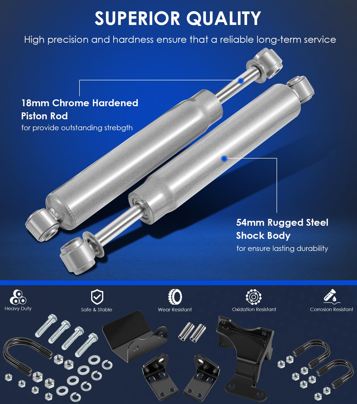 For Jeep Wrangler JK Dual Steering Stabilizer, N3 Dual Steering Stabilizer Kit for Jeep Wrangler JK 2007-2018 with 2'' of Lift o