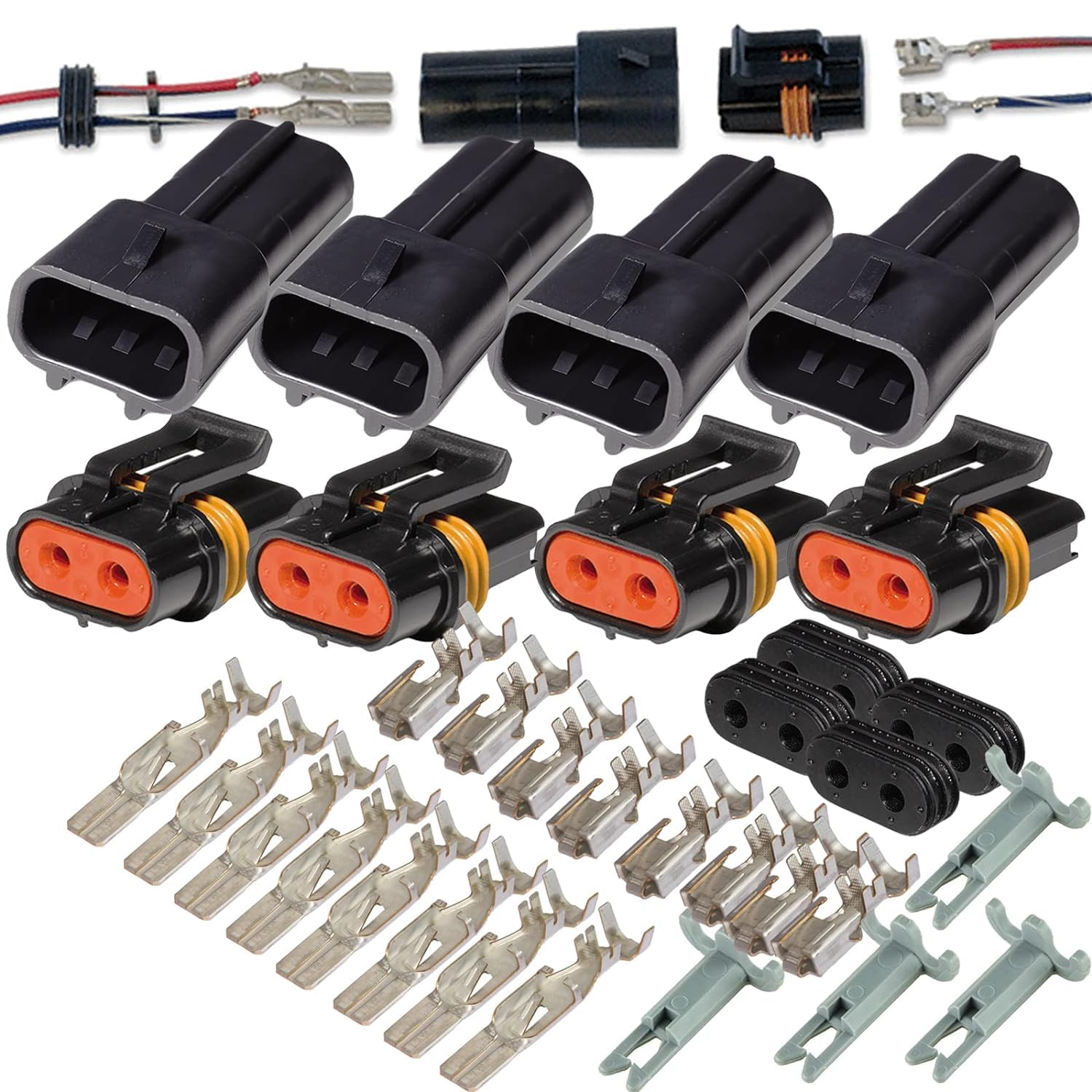 263Pcs 46Amp (2,3 Pin) 46Amp Metri-Pack Waterproof Connector Terminals And Seals 10-12 14 16 Awg Kit