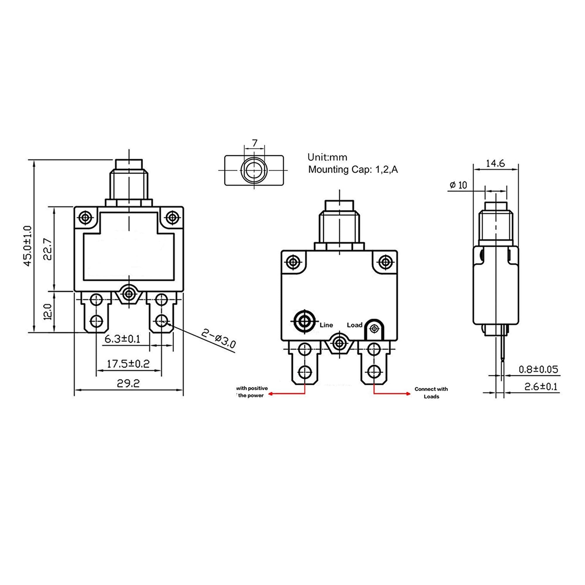 Fuzbaxy 5Pcs 5,10,15,20,30Amp Circuit Breakers With Manual Reset 32Vdc,Ac125-250V With Quick Connect Terminals