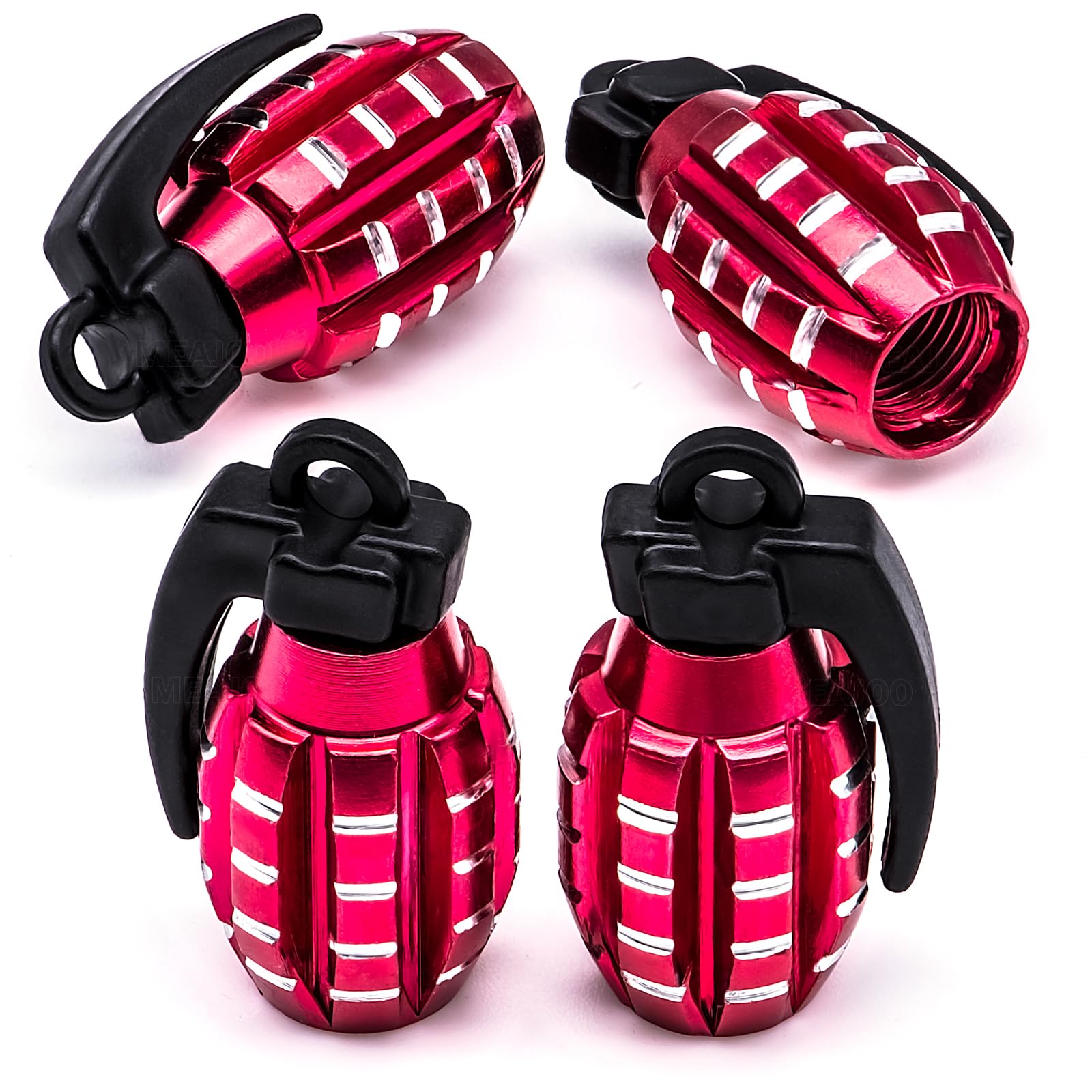 Meajoo 4 Pcs Tire Valve Stem Caps, Aluminium Alloy Tire Valve Stem Covers Universal For Cars, Trucks, Suv, Motorcycles, Bike And